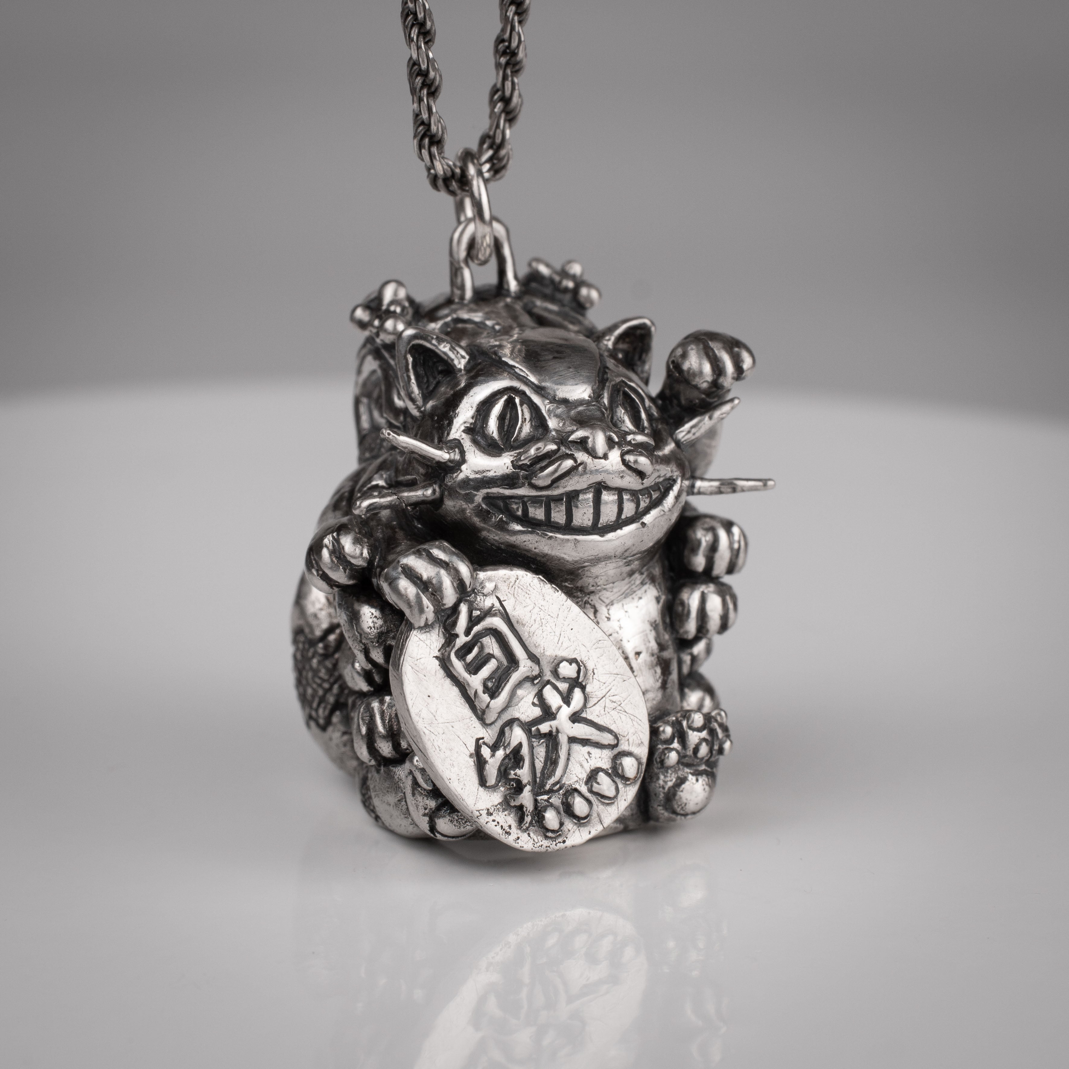 Catbus Manekineko Pendant - Handmade Sterling Silver 925 Jewelry Inspired by Miyazaki