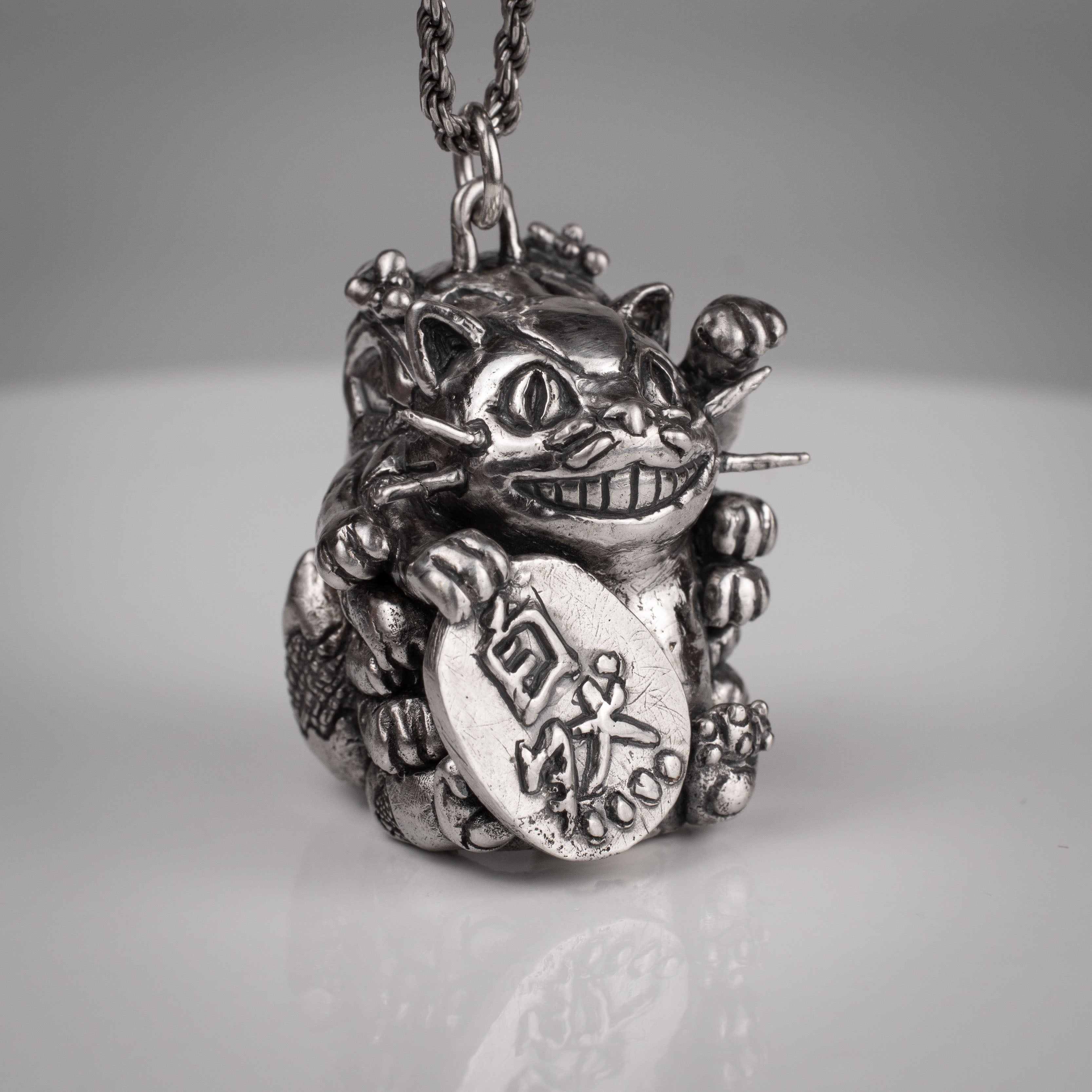 Catbus Manekineko Pendant - Handmade Sterling Silver 925 Jewelry Inspired by Miyazaki