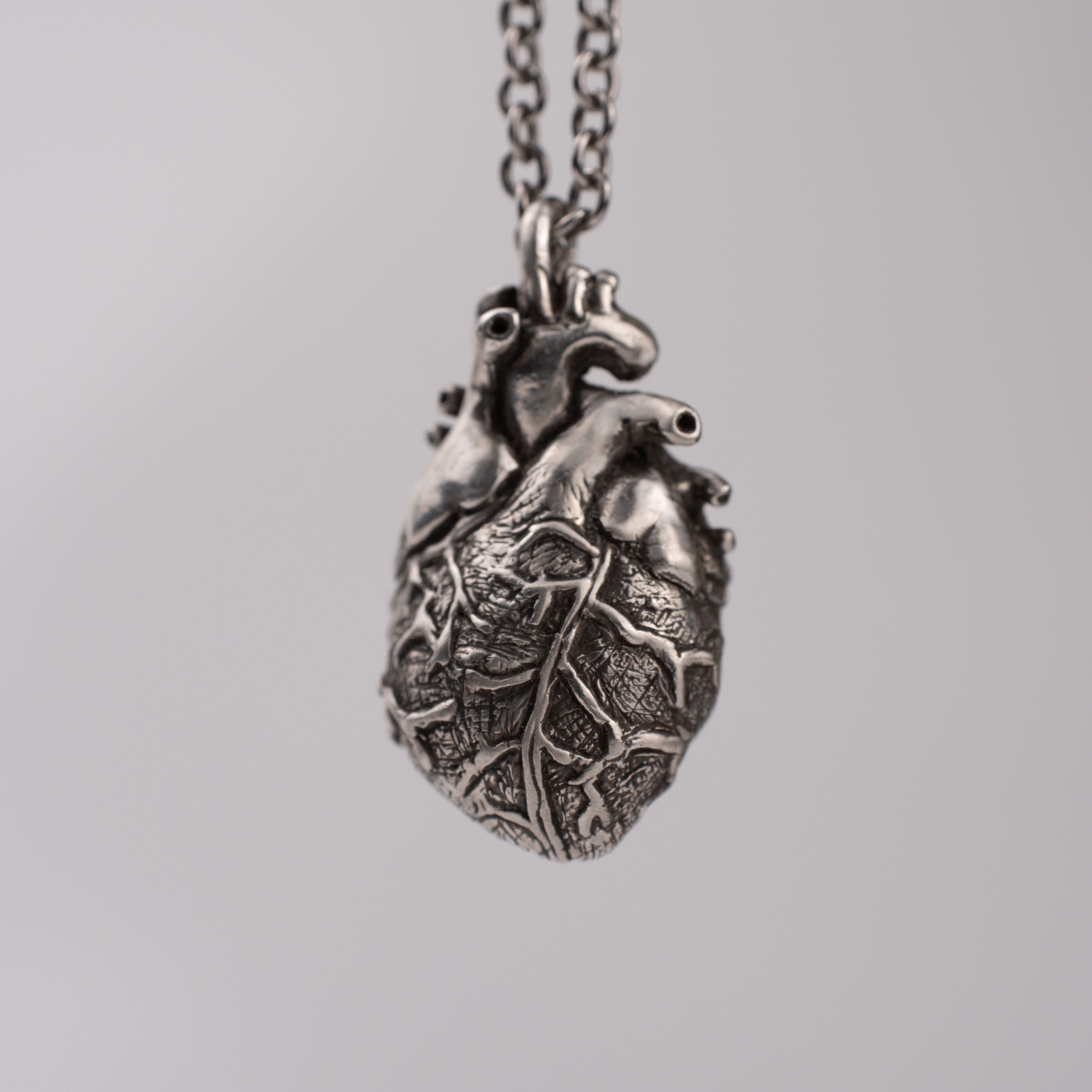 Anatomical Heart Pendant – Handmade Gothic Symbol Sterling Silver 925