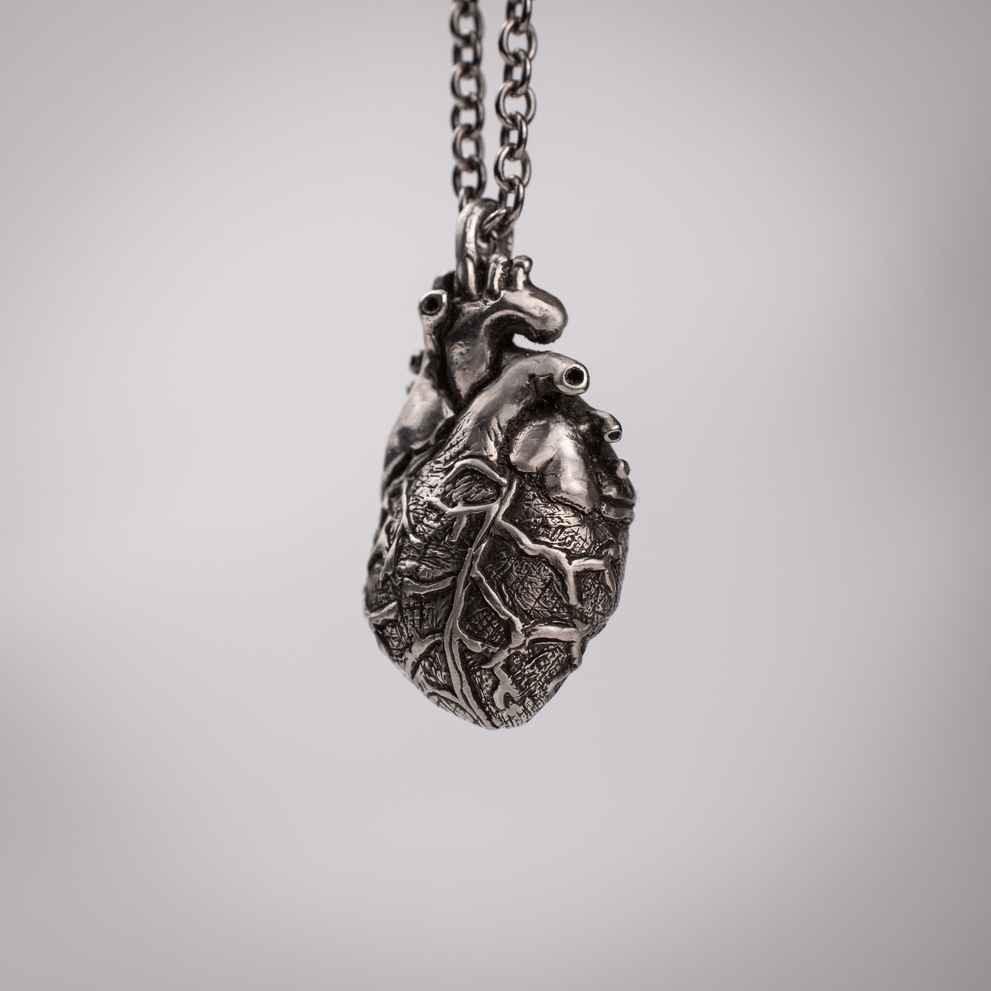 Anatomical Heart Pendant – Handmade Gothic Symbol Sterling Silver 925