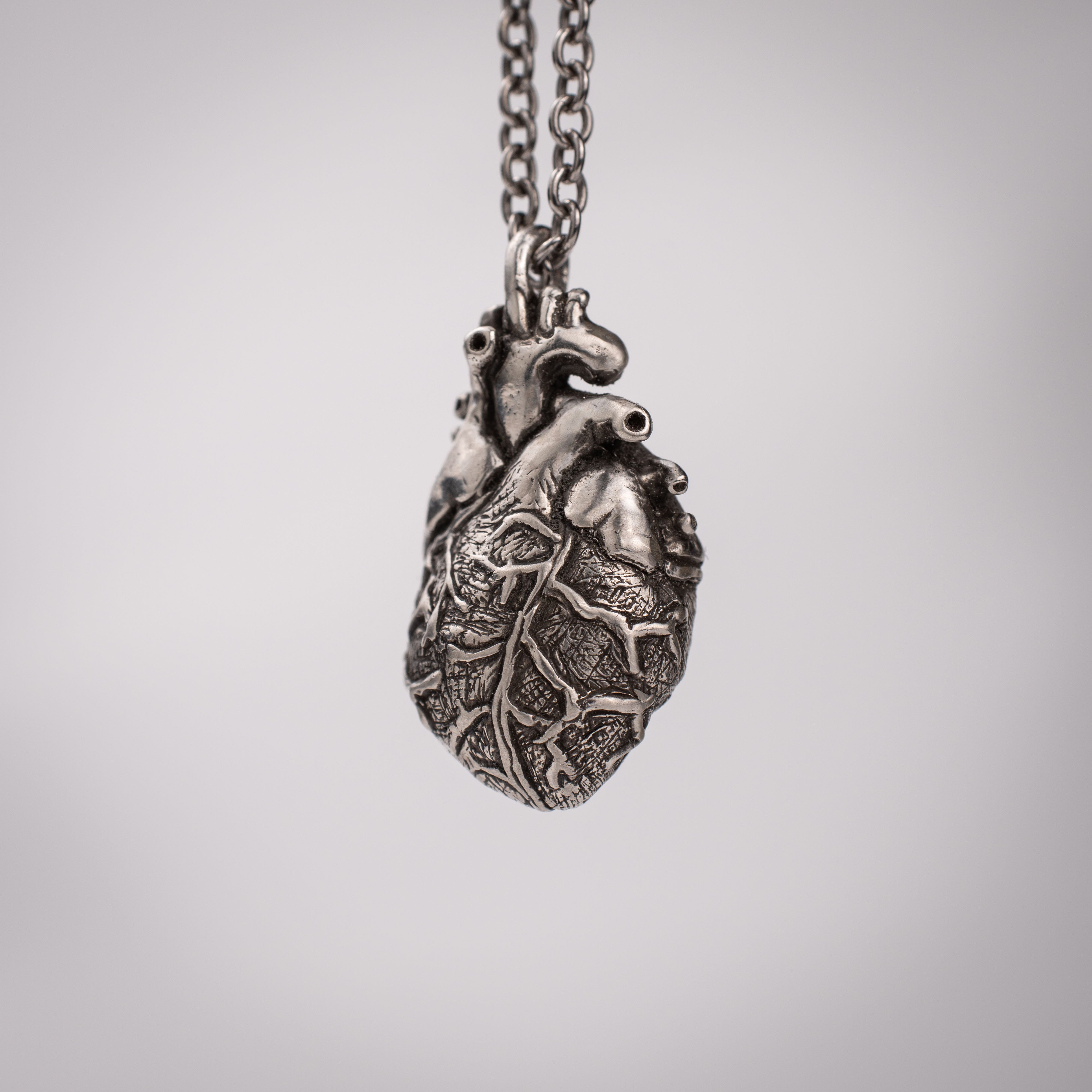 Anatomical Heart Pendant – Handmade Gothic Symbol Sterling Silver 925
