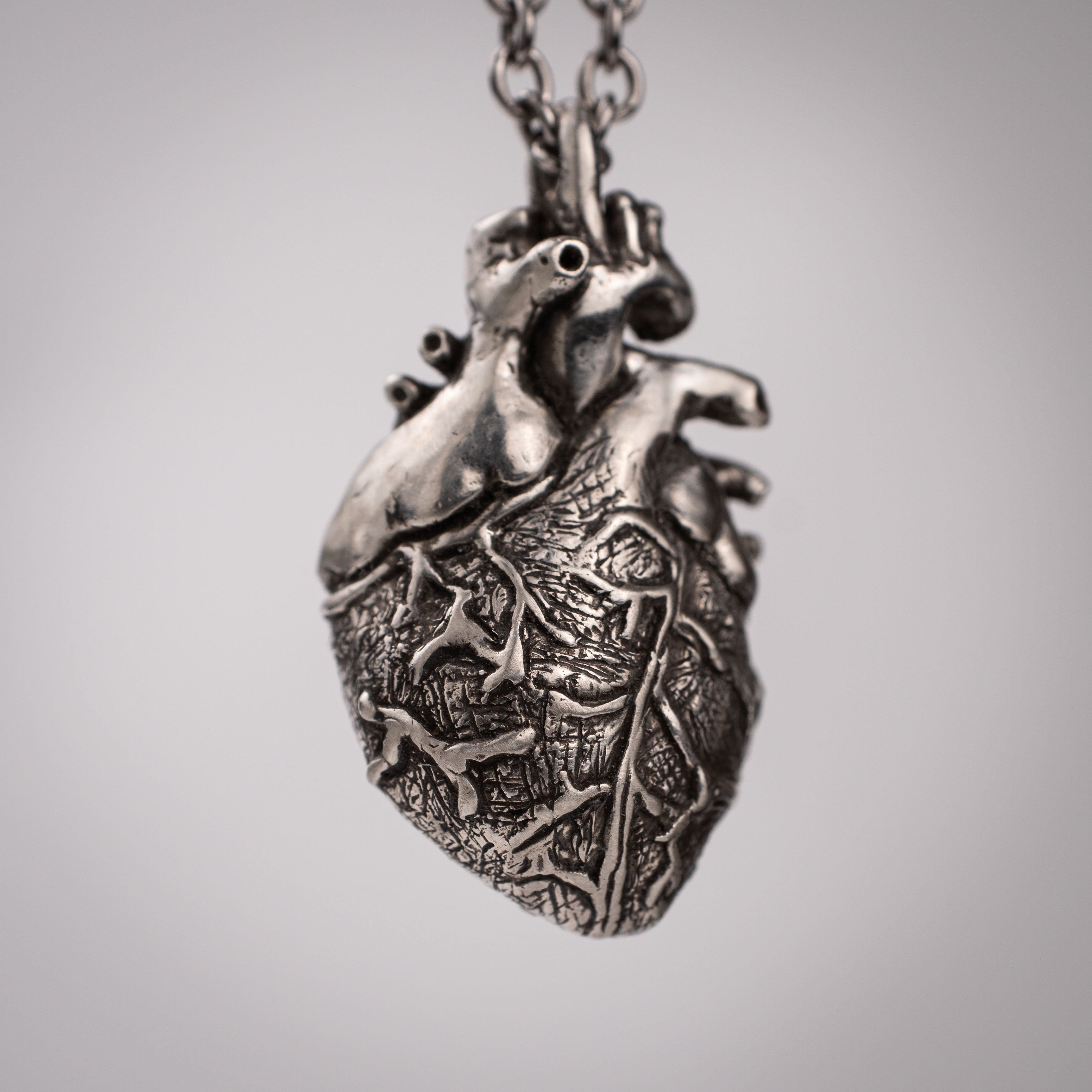 Anatomical Heart Pendant – Handmade Gothic Symbol Sterling Silver 925
