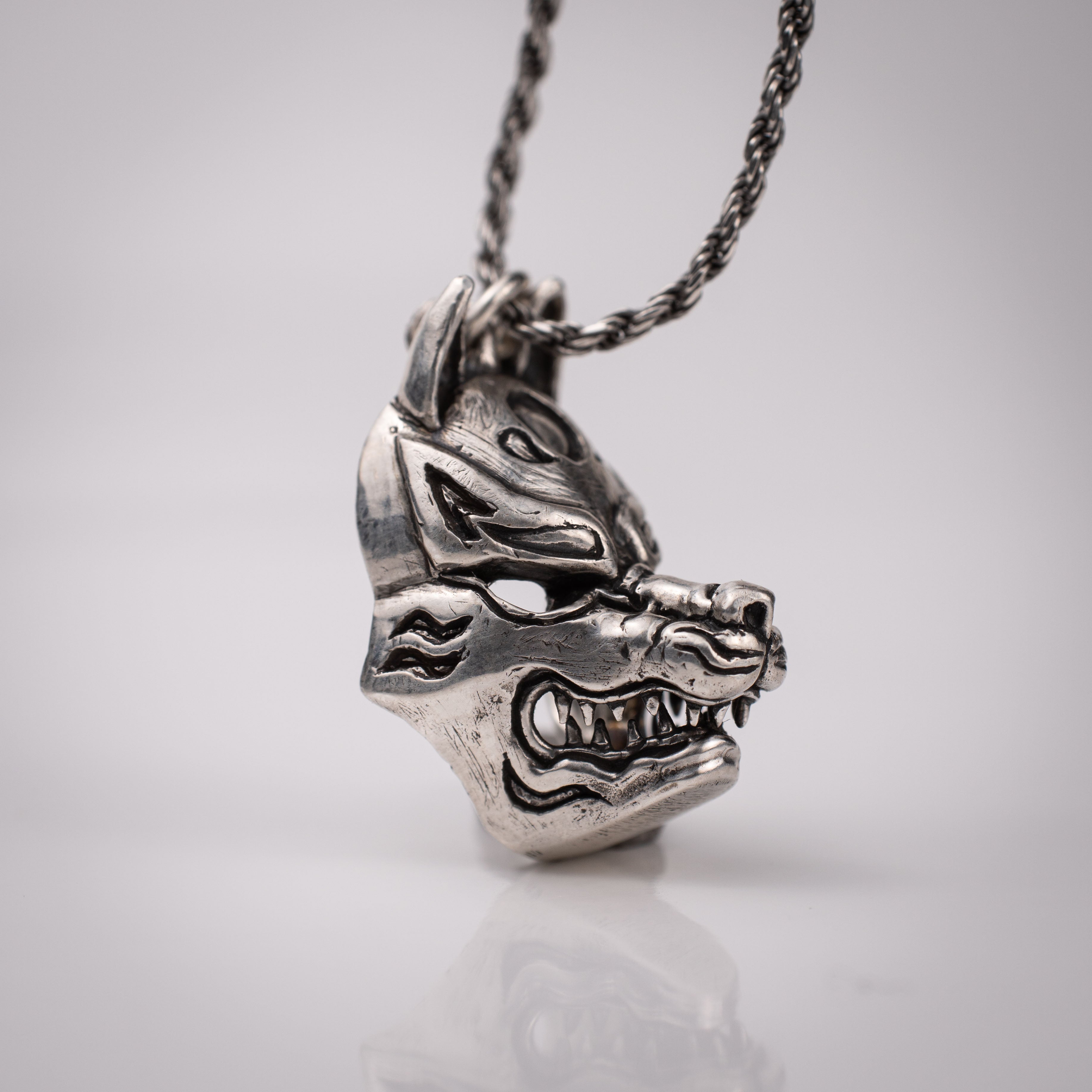 Kitsune Mask Pendant – Japanese Yokai in Sterling Silver 925