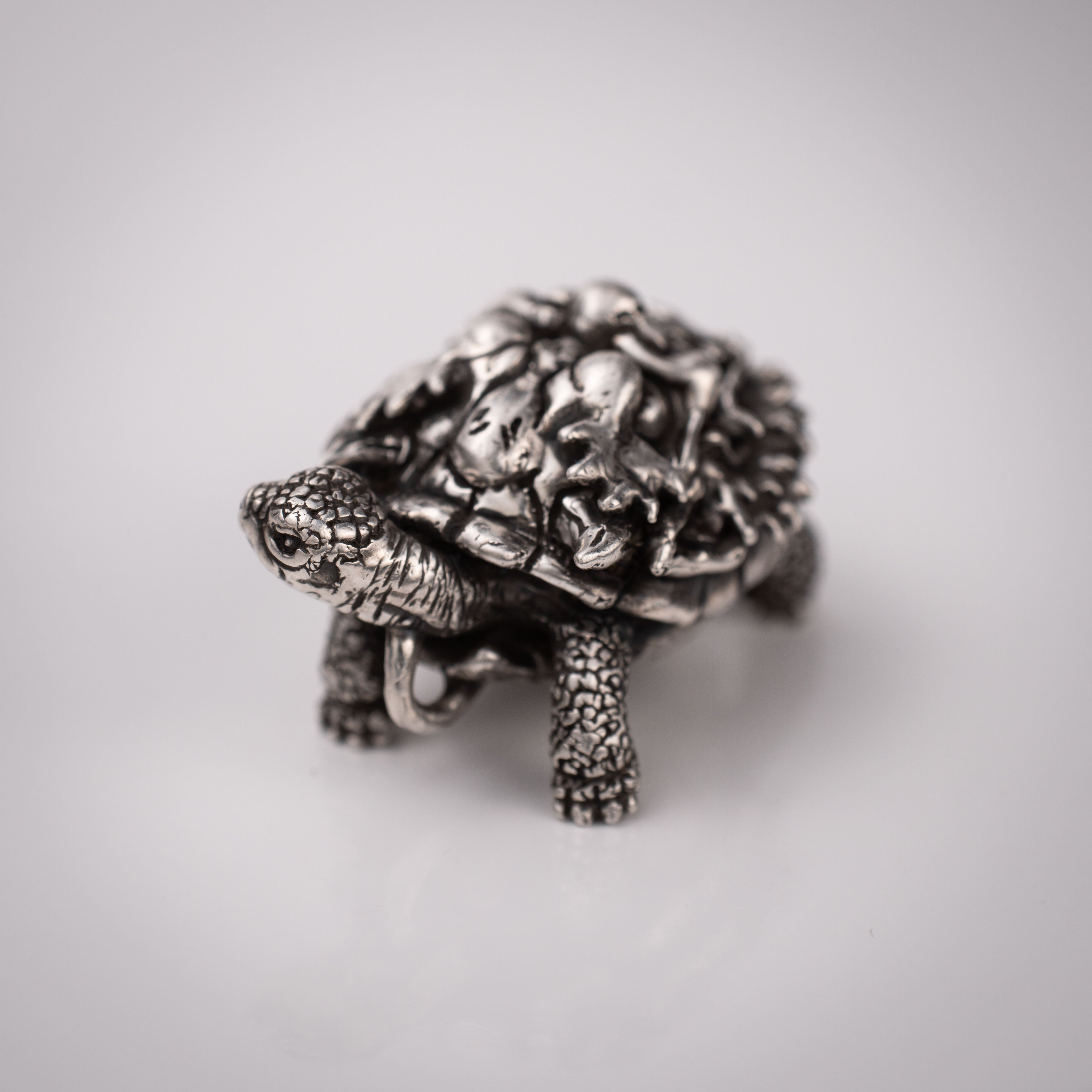 Turtle & Oni Pendant – Fusion of Sea and Myth in Sterling Silver 925