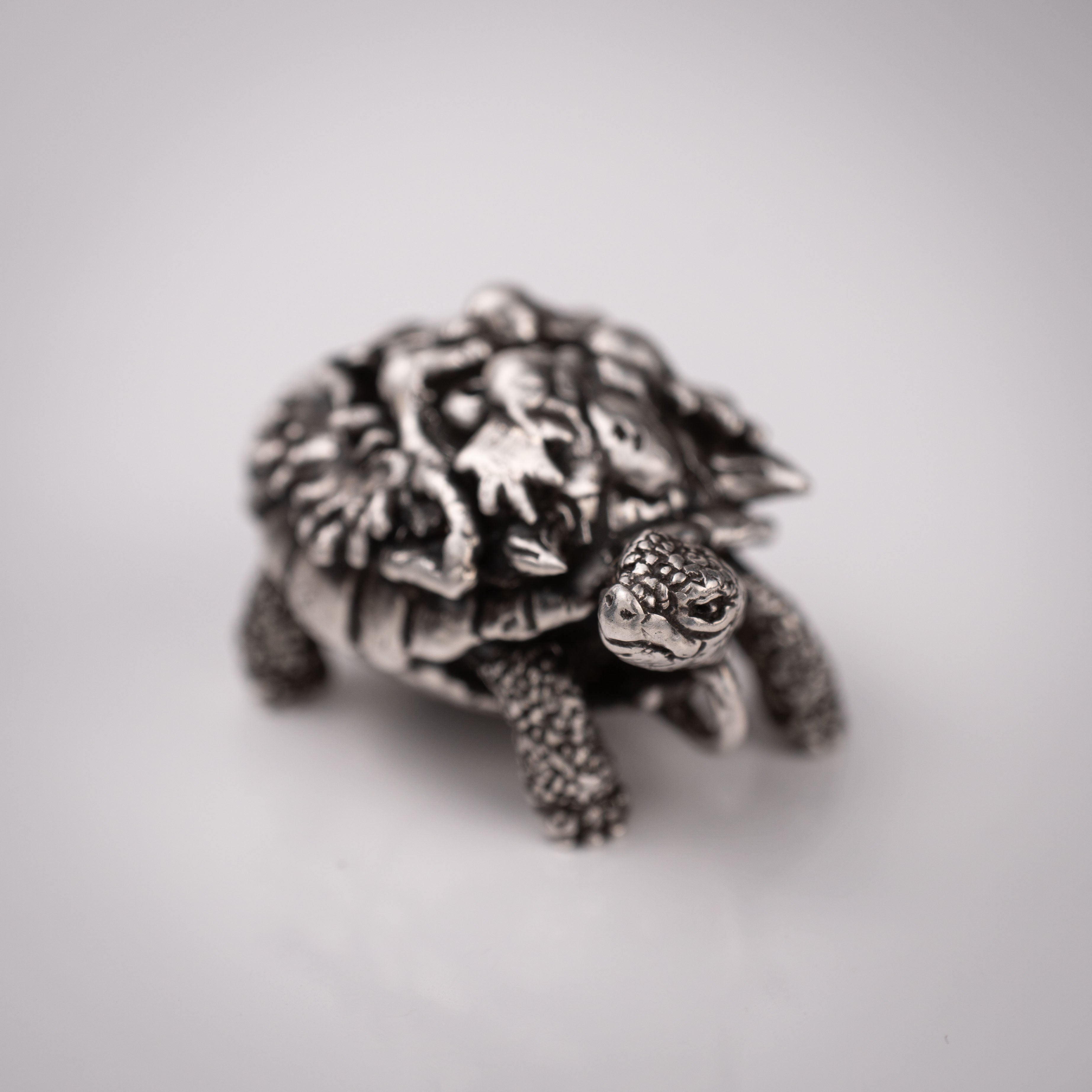 Turtle & Oni Pendant – Fusion of Sea and Myth in Sterling Silver 925