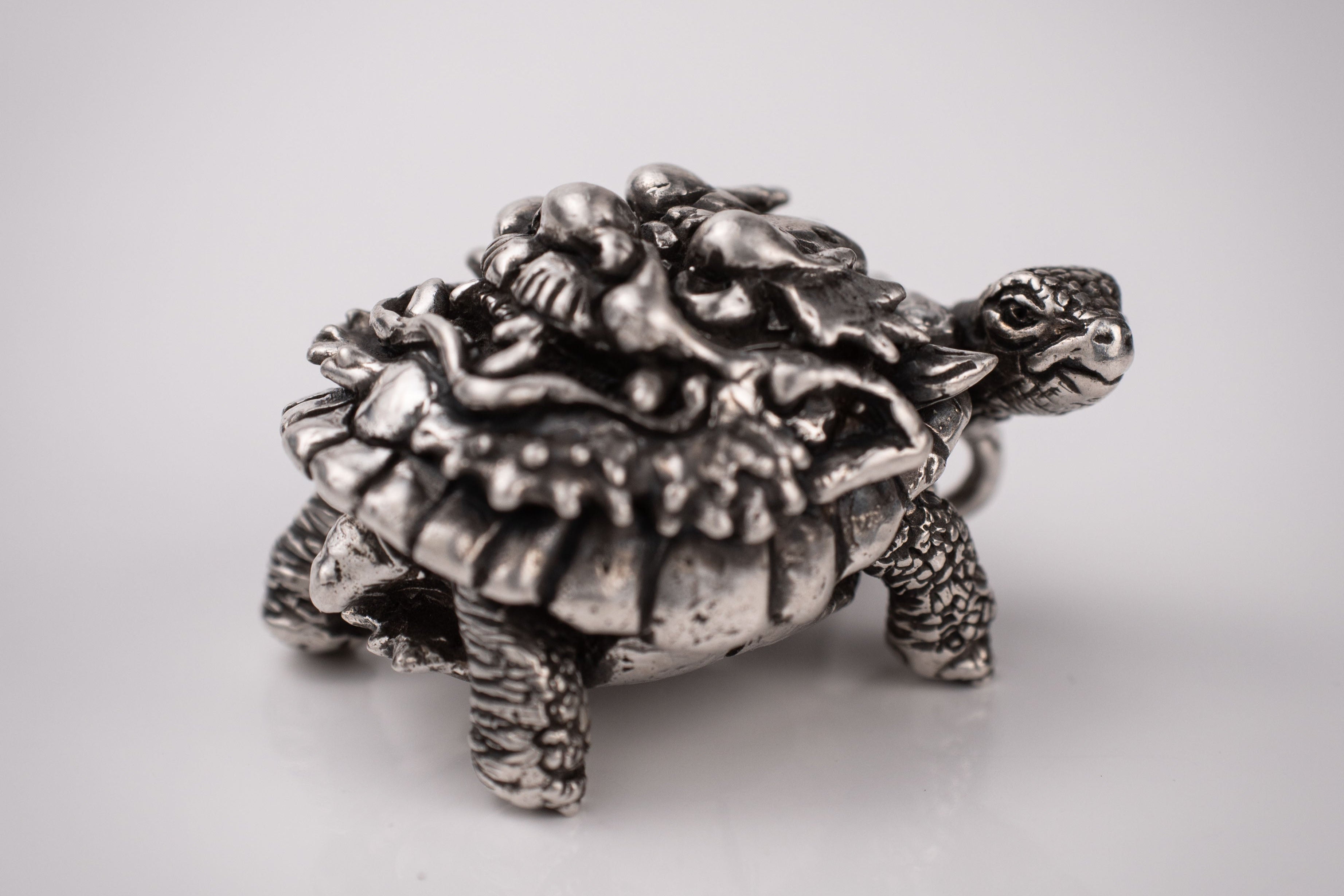 Turtle & Oni Pendant – Fusion of Sea and Myth in Sterling Silver 925