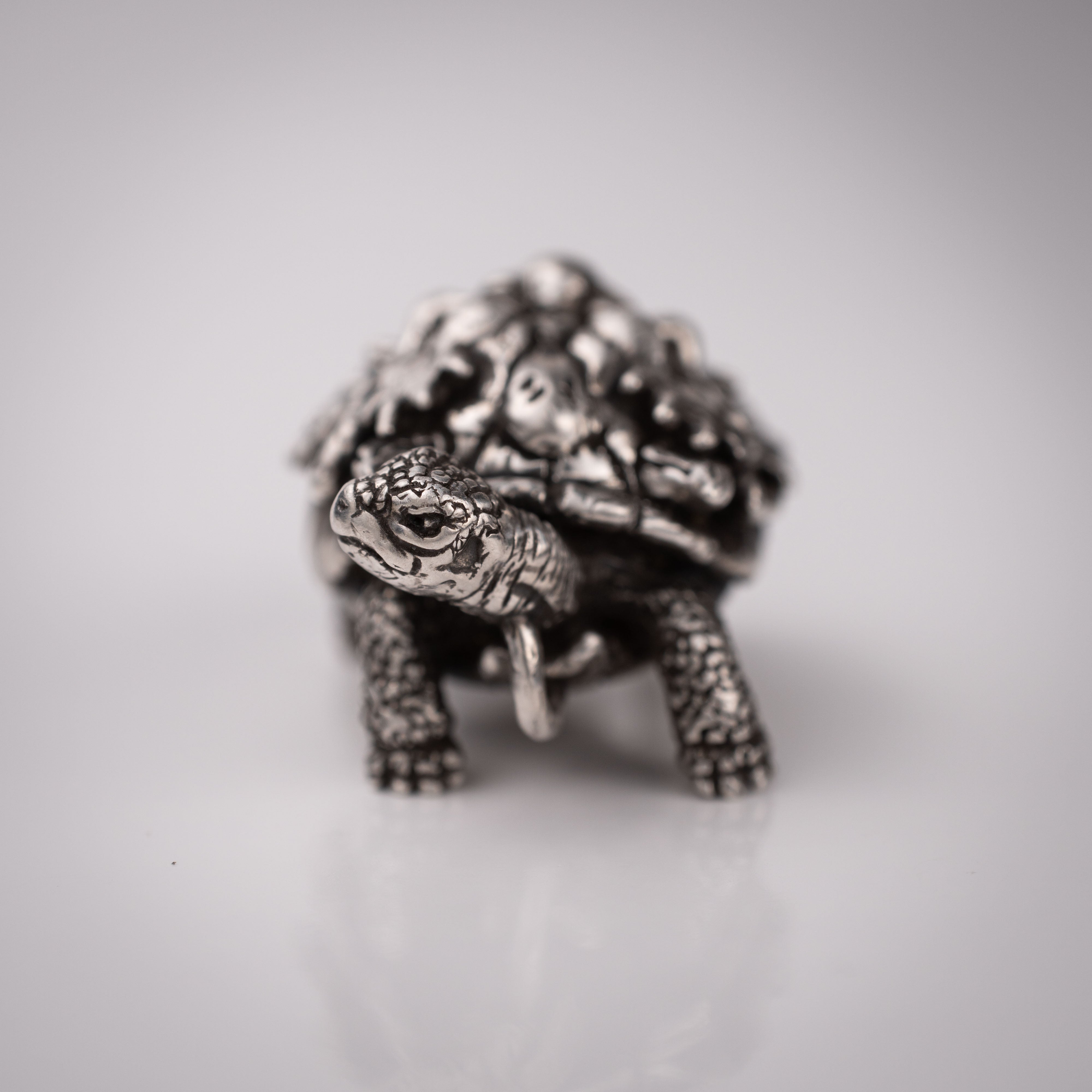 Turtle & Oni Pendant – Fusion of Sea and Myth in Sterling Silver 925