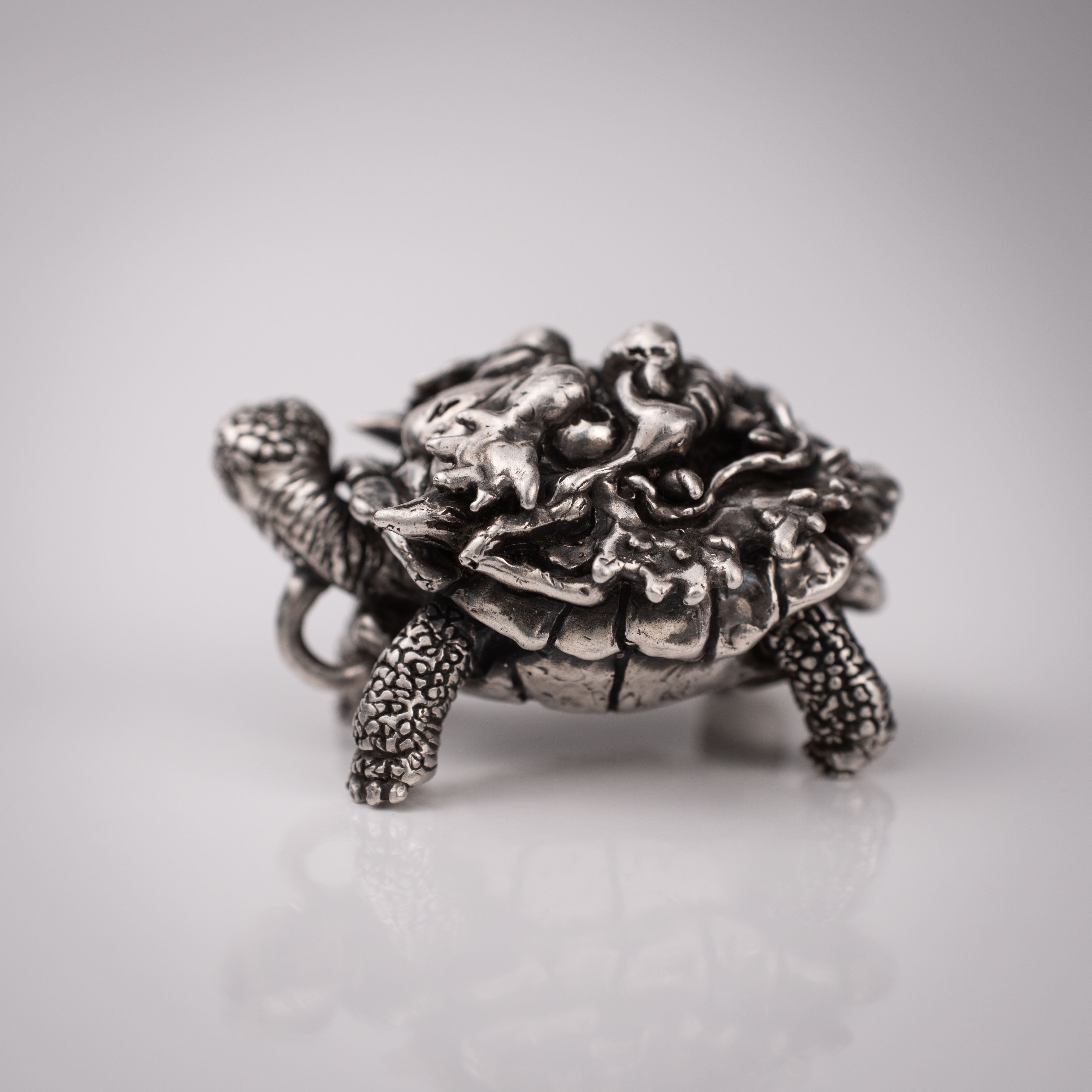 Turtle & Oni Pendant – Fusion of Sea and Myth in Sterling Silver 925