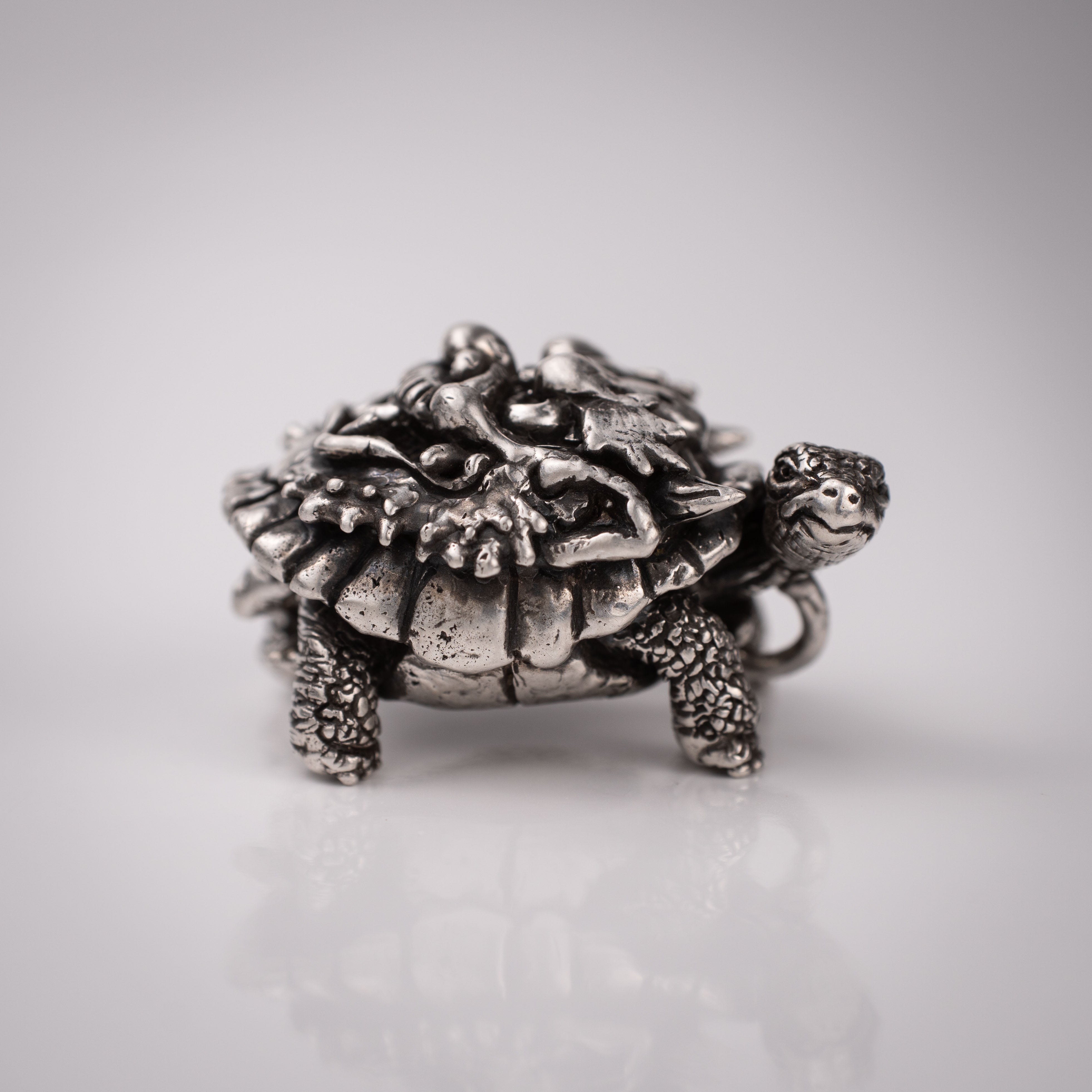 Turtle & Oni Pendant – Fusion of Sea and Myth in Sterling Silver 925