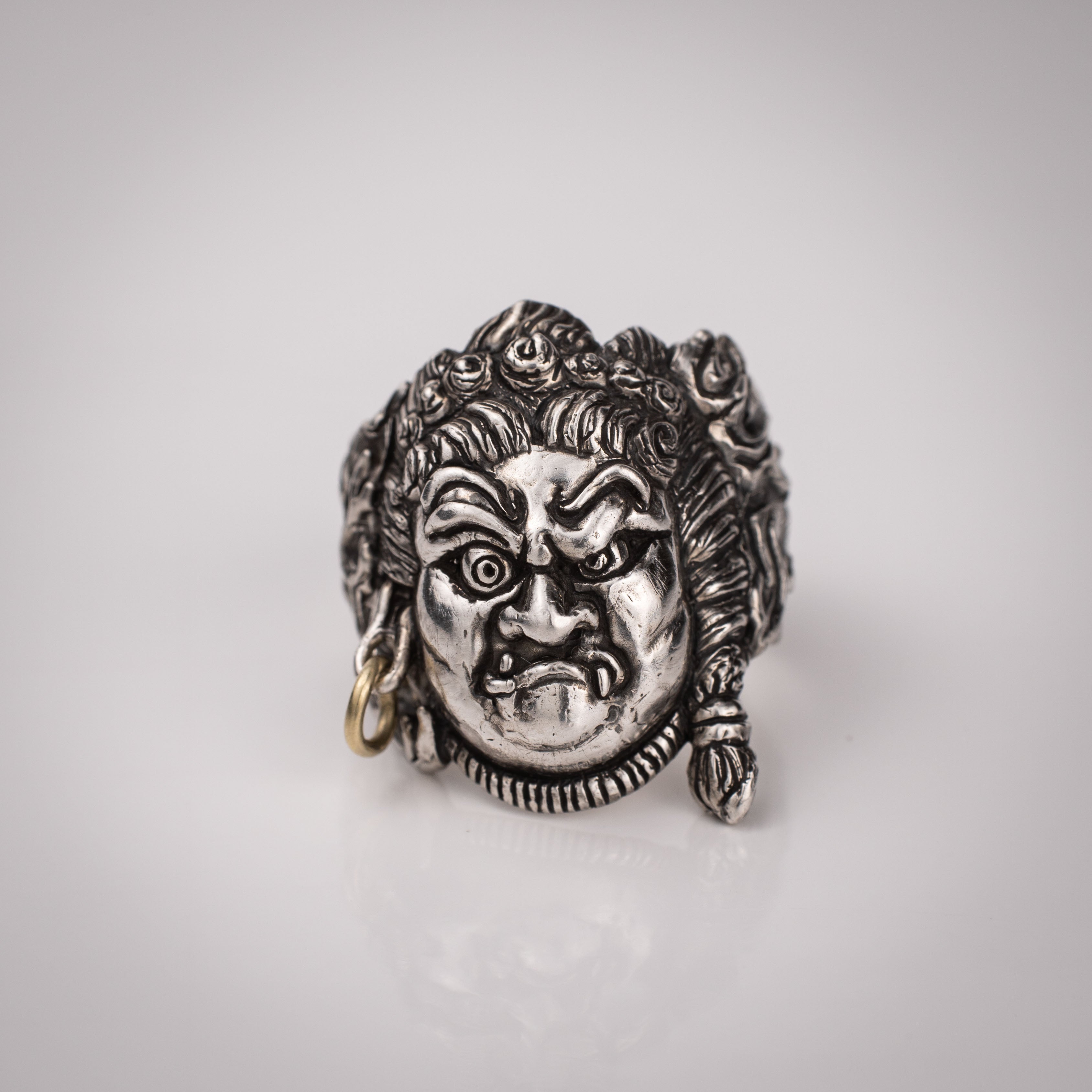 Fudo Myo-O Buddha Ring – Handmade Sterling Silver 925 with 18kt Gold