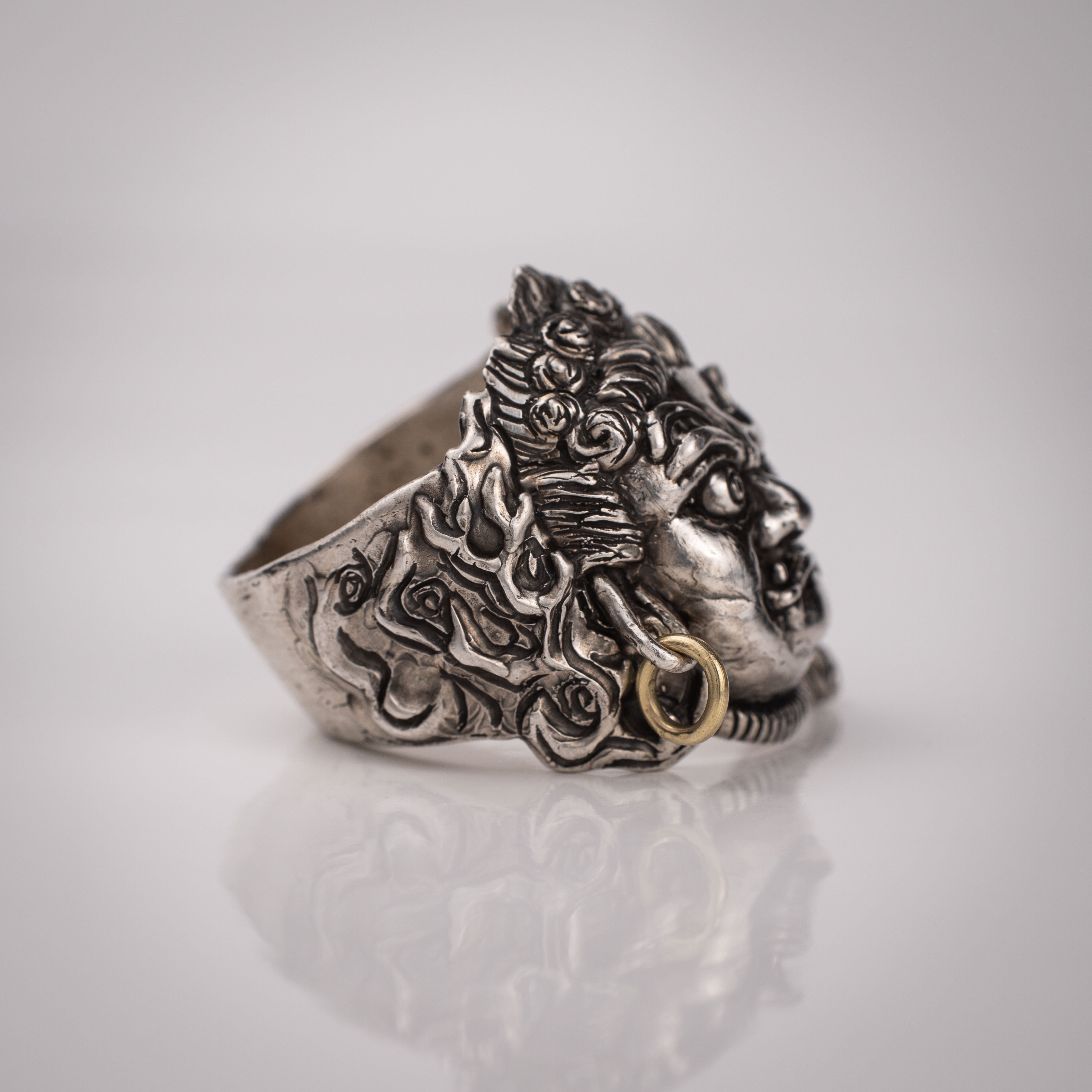 Fudo Myo-O Buddha Ring – Handmade Sterling Silver 925 with 18kt Gold