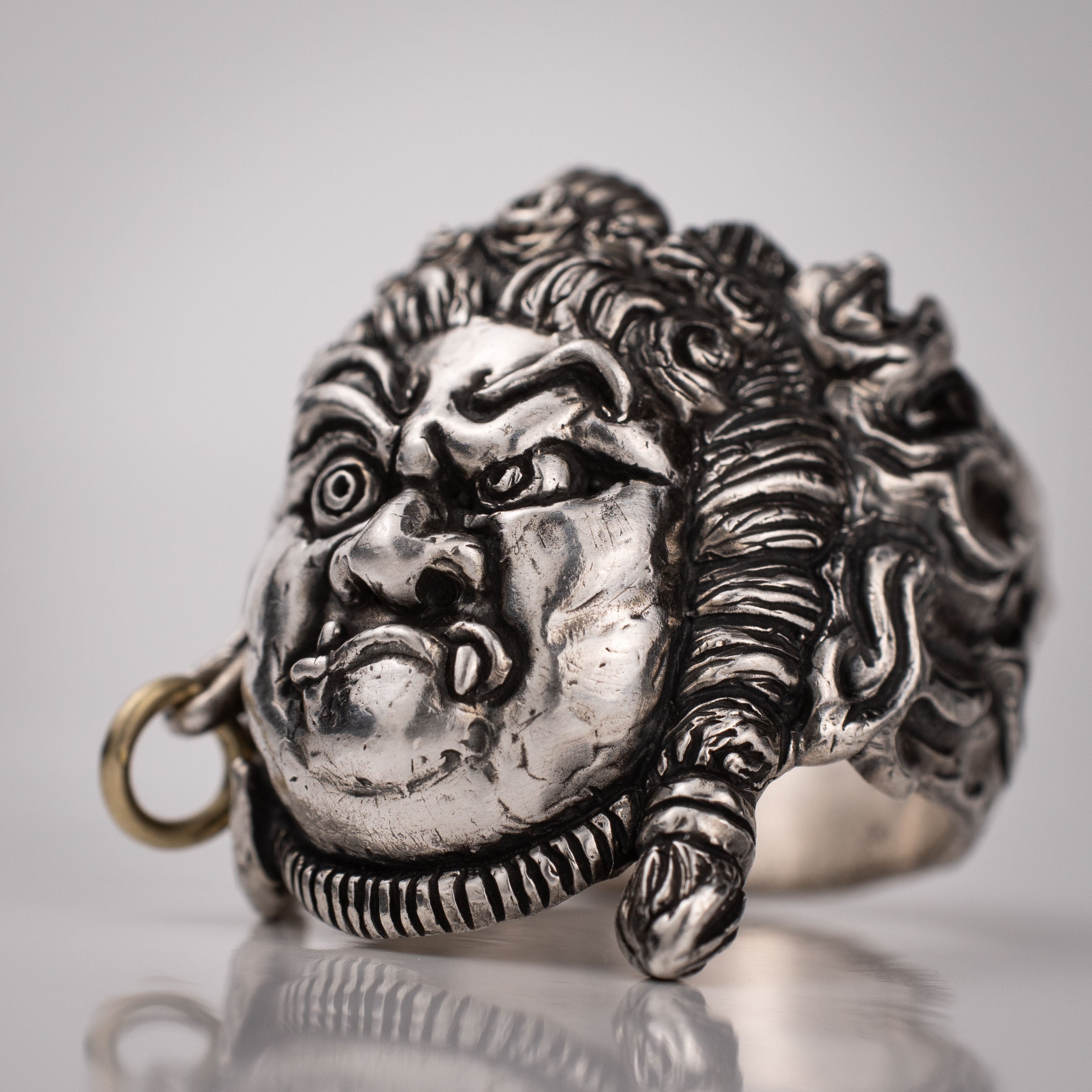 Fudo Myo-O Buddha Ring – Handmade Sterling Silver 925 with 18kt Gold