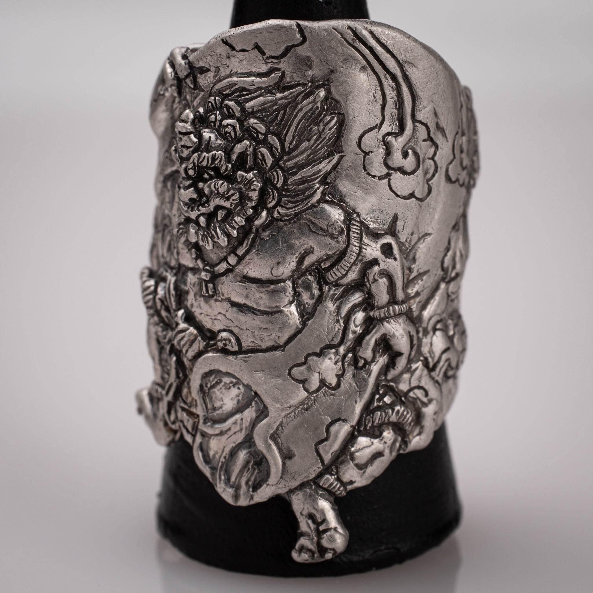 Fujin Ring – Japanese Wind God with Sack & Storm in Sterling Silver 925