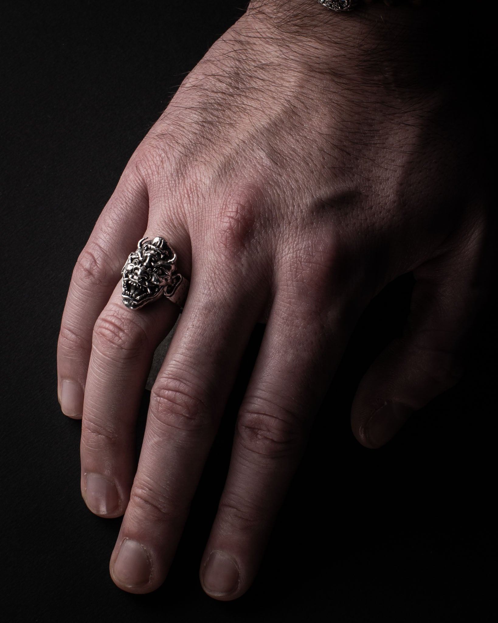 Oni & Sage Ring – Duality of Evil & Wisdom in Sterling Silver 925