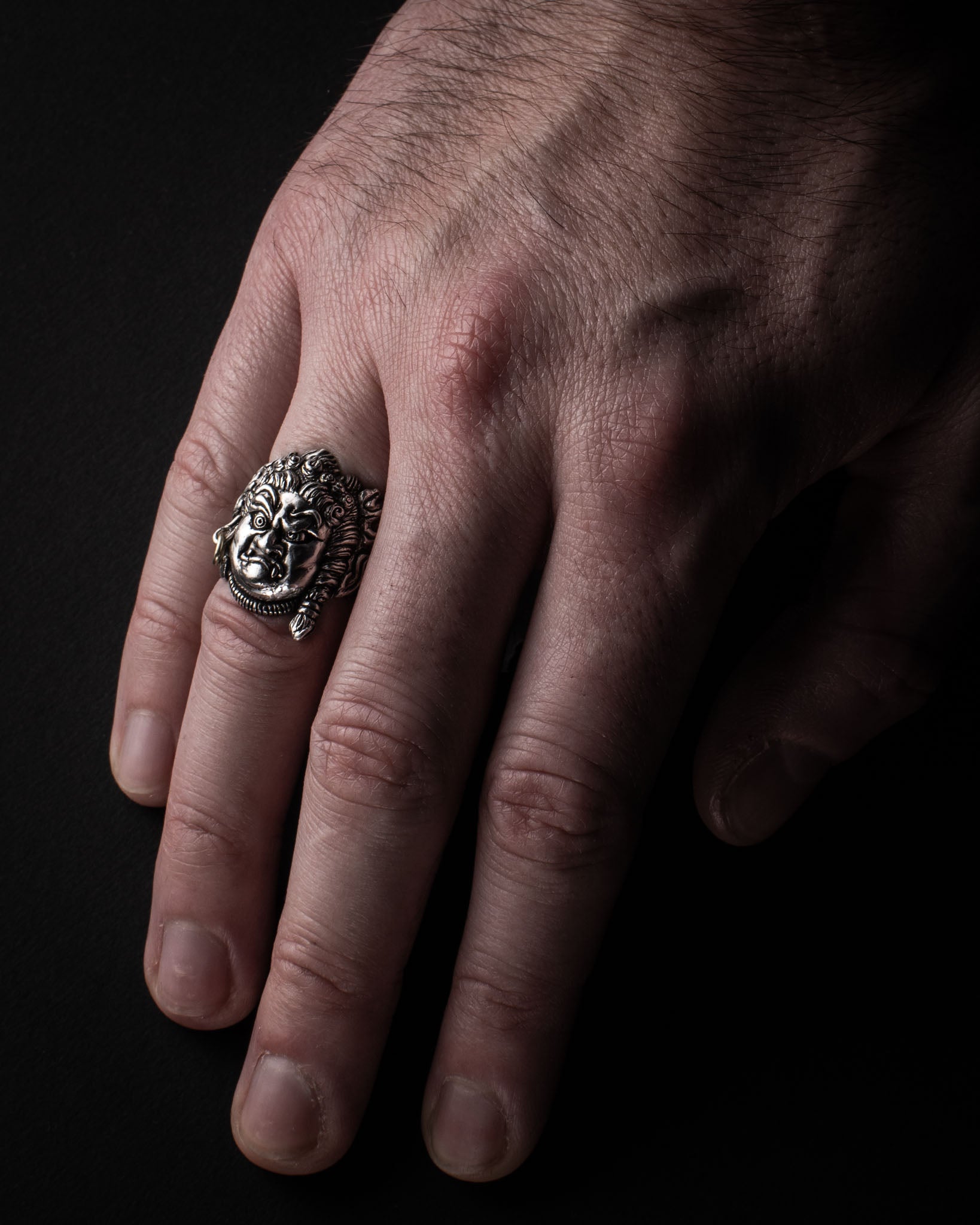 Fudo Myo-O Buddha Ring – Handmade Sterling Silver 925 with 18kt Gold