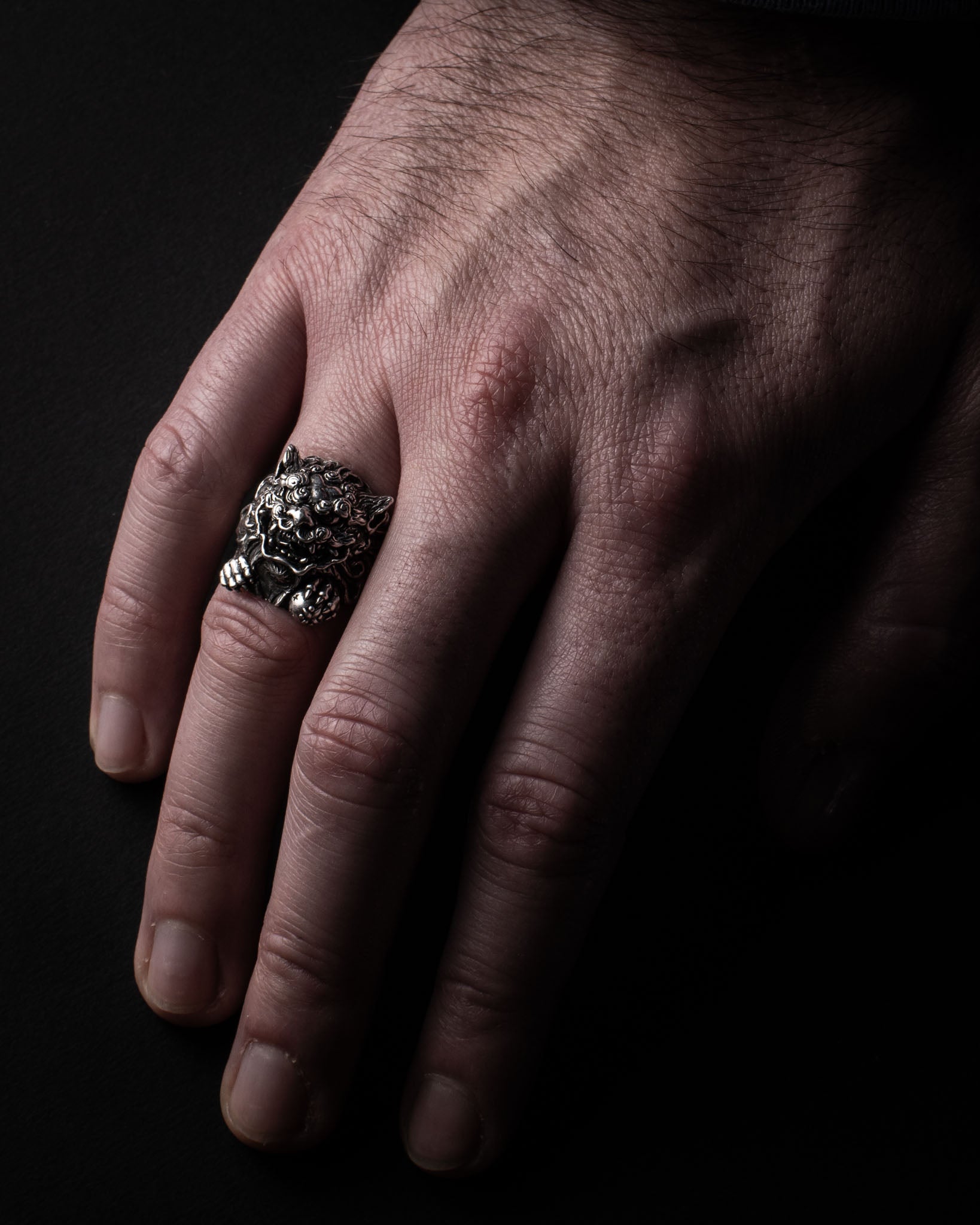 Okinawa Lion Ring – Handmade Shisa Guardian in Sterling Silver 925