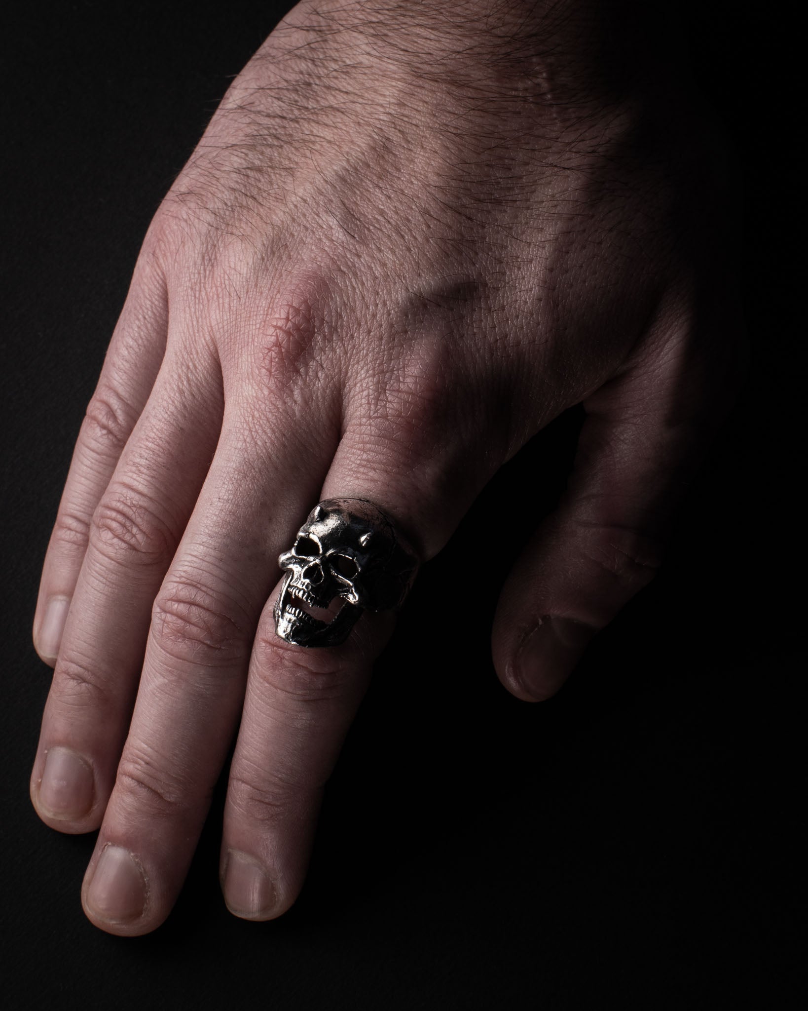 Devil Skull Ring – Gothic Jewelry Handmade in Sterling Silver 925