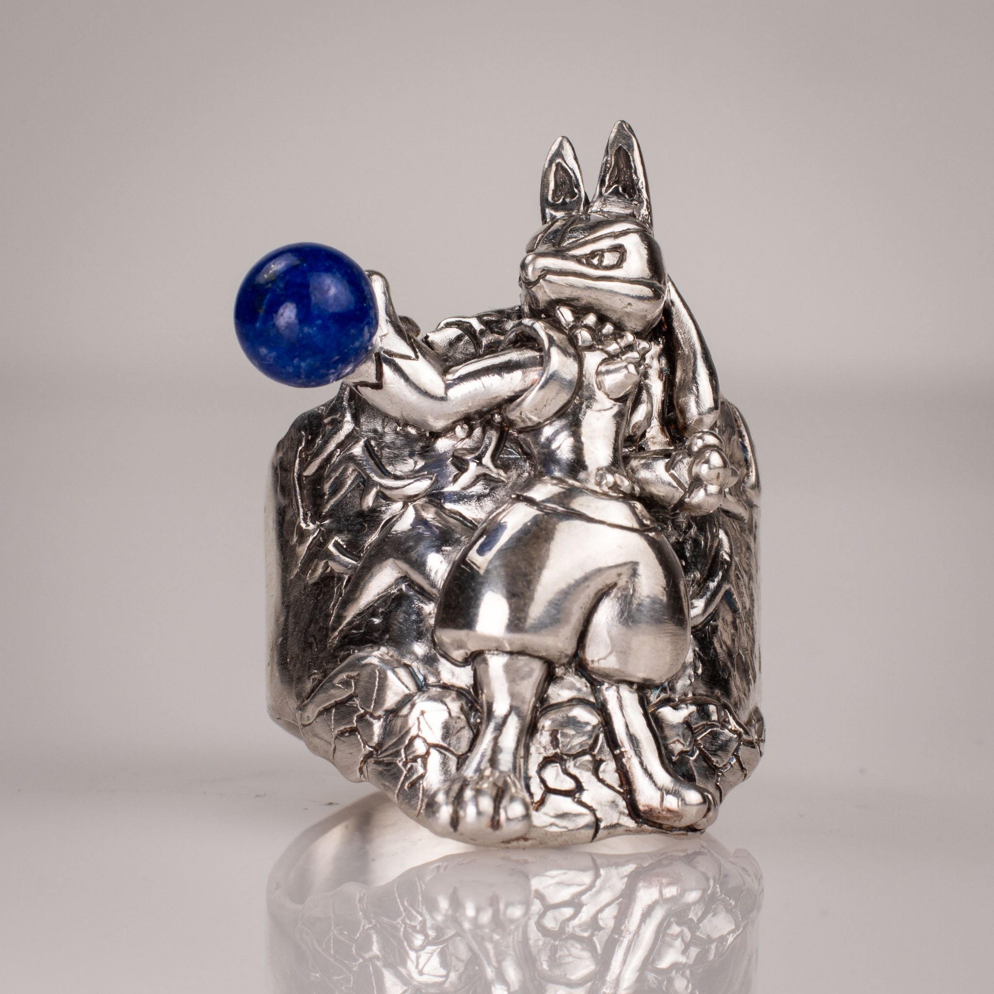 Lucario Aura Sphere – Handmade Silver 925 Pokémon with Lapis Lazuli