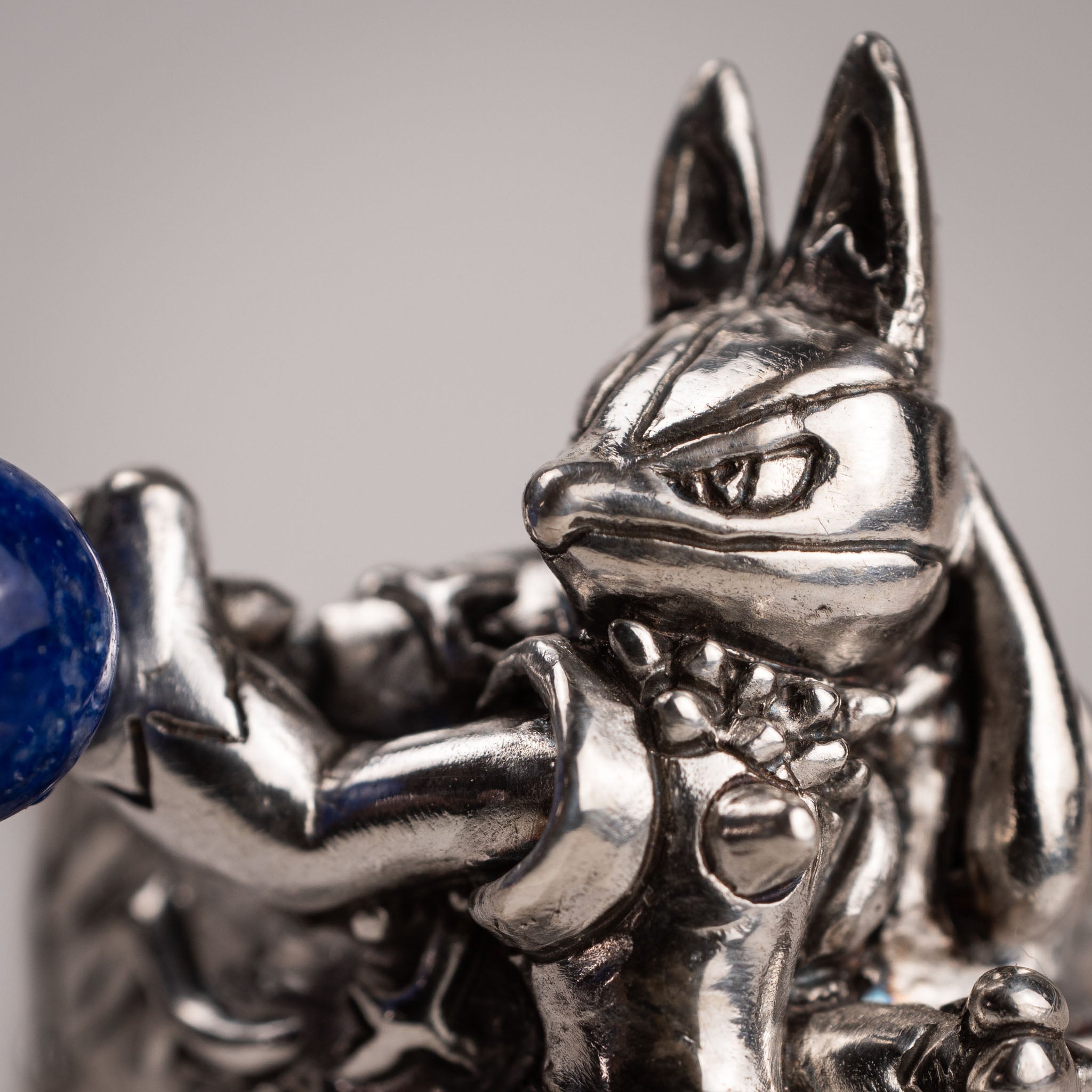 Lucario Aura Sphere – Handmade Silver 925 Pokémon with Lapis Lazuli