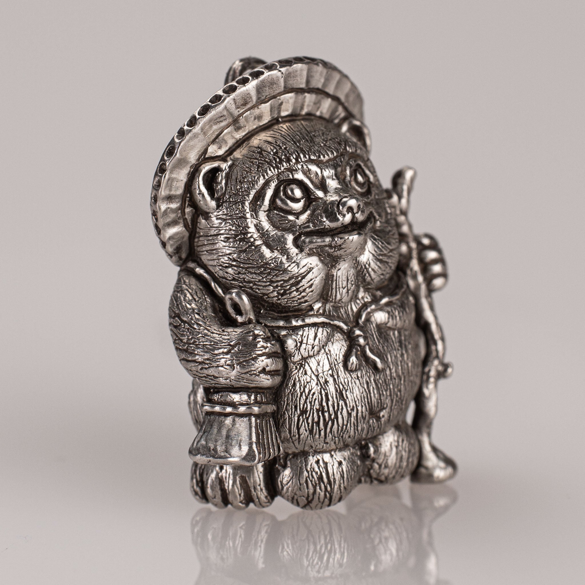 Tanuki Pendant – Japanese Joy Spirit Folklore in Sterling Silver 925