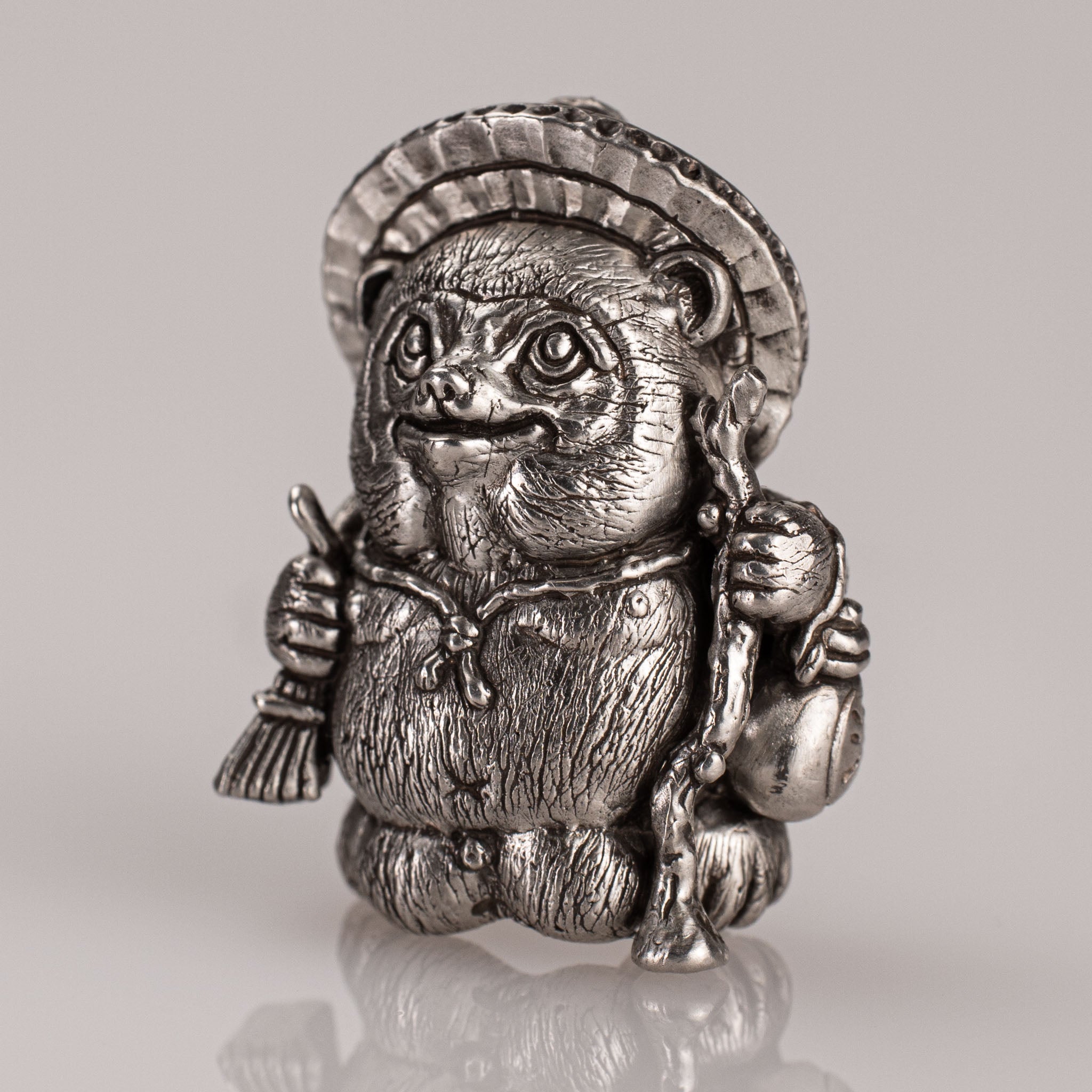 Tanuki Pendant – Japanese Joy Spirit Folklore in Sterling Silver 925