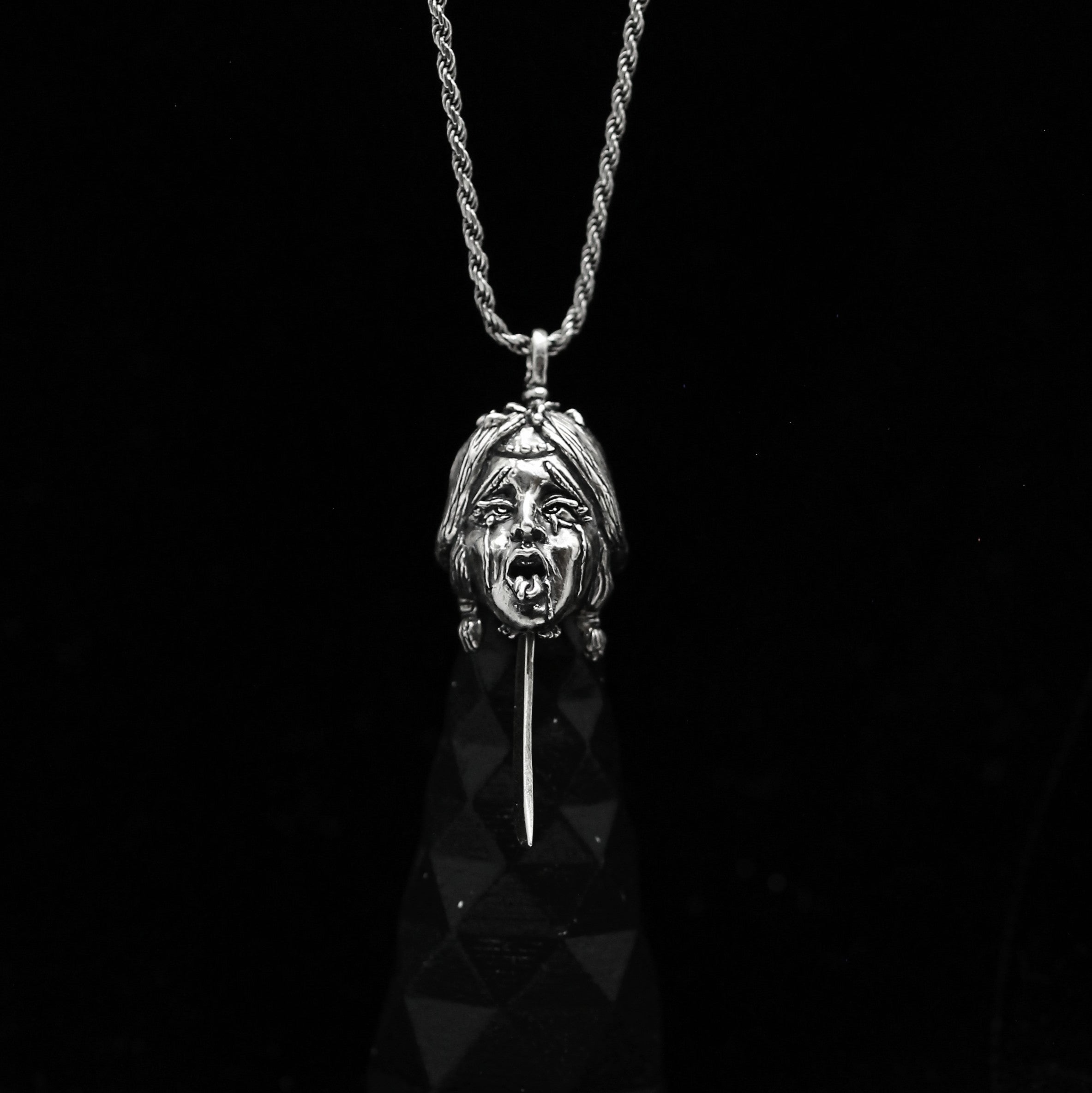 Ahegao Namakubi with Katana – Sterling Silver 925 Pendant