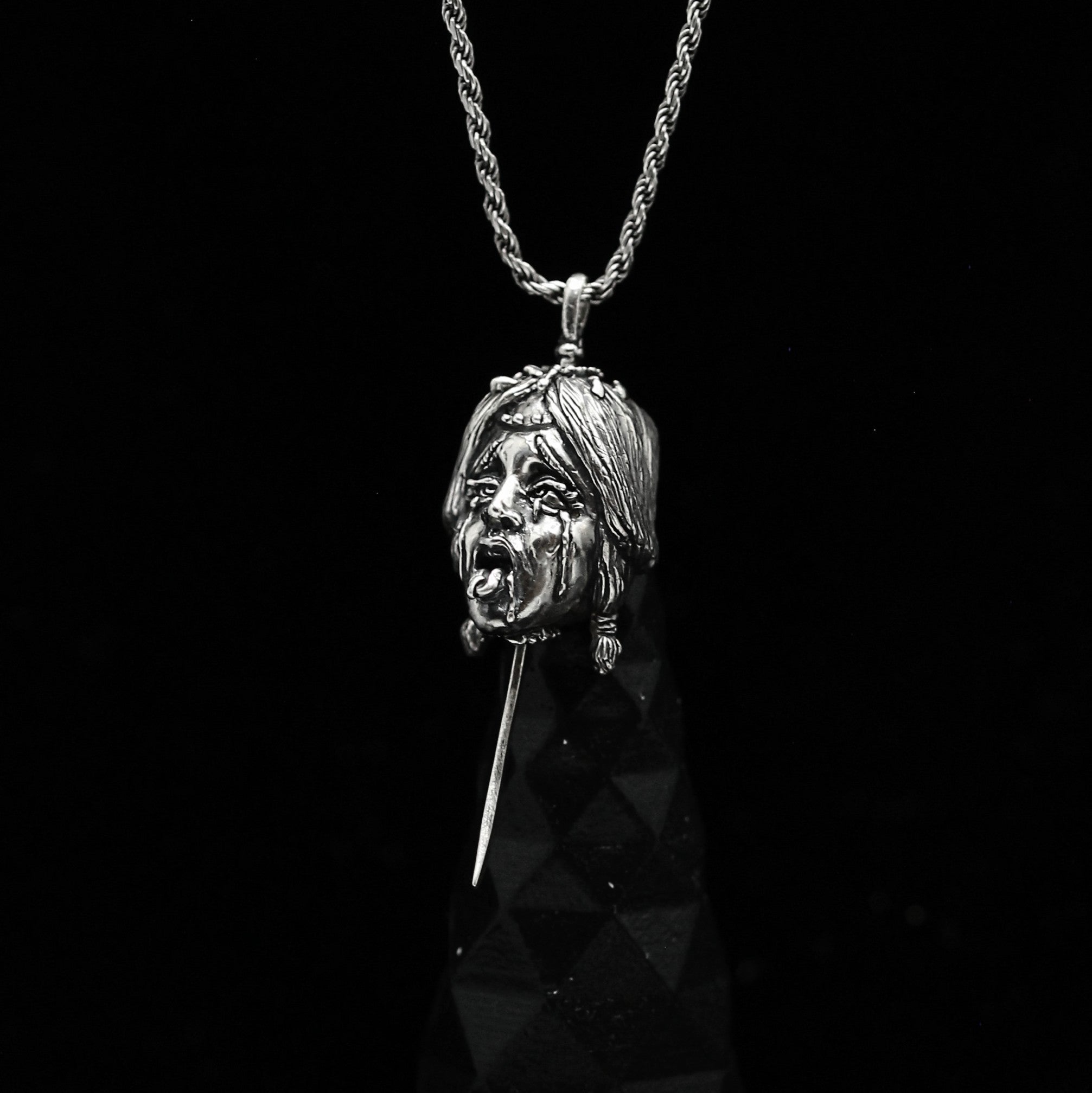 Ahegao Namakubi with Katana – Sterling Silver 925 Pendant