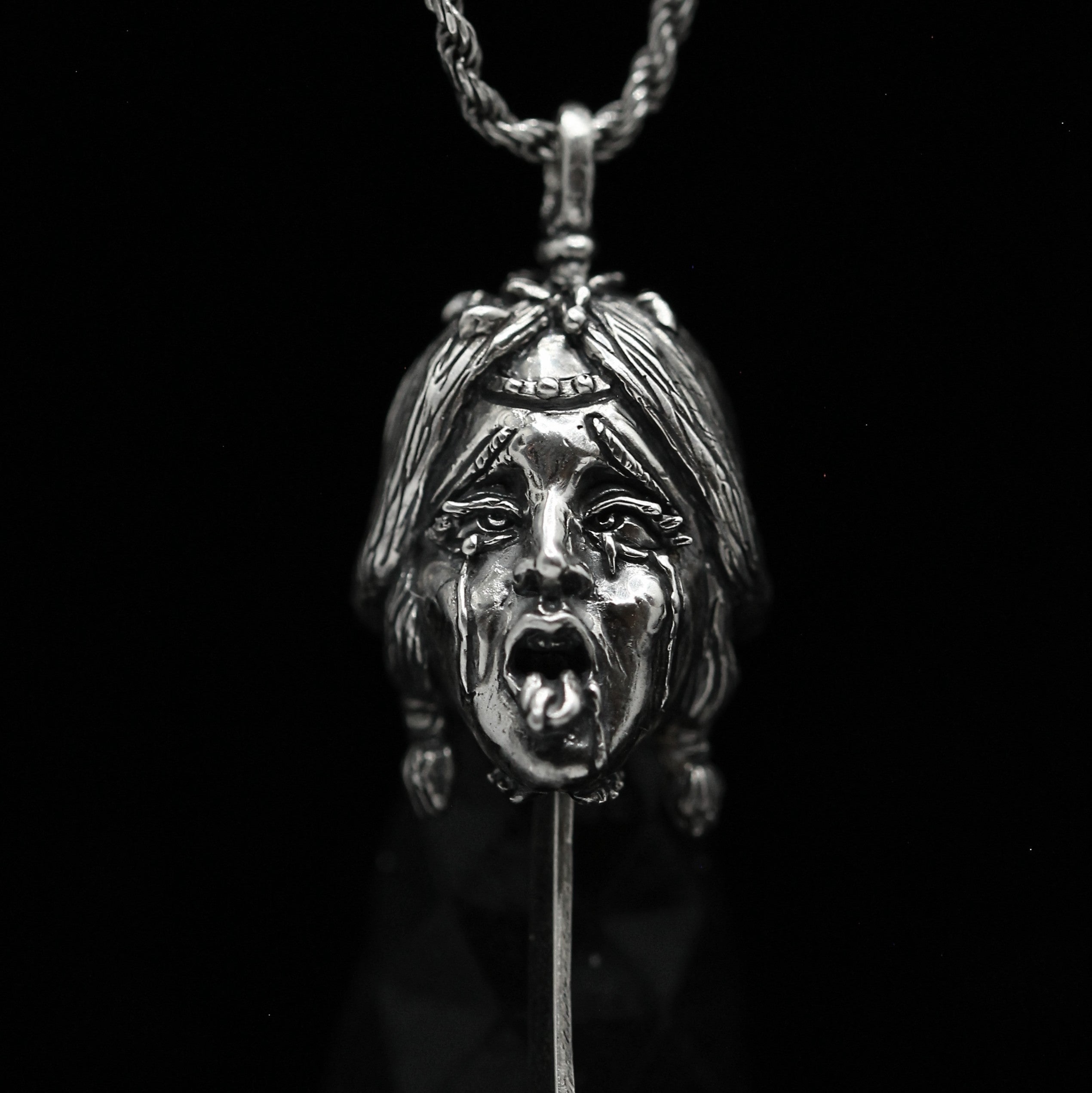 Ahegao Namakubi with Katana – Sterling Silver 925 Pendant