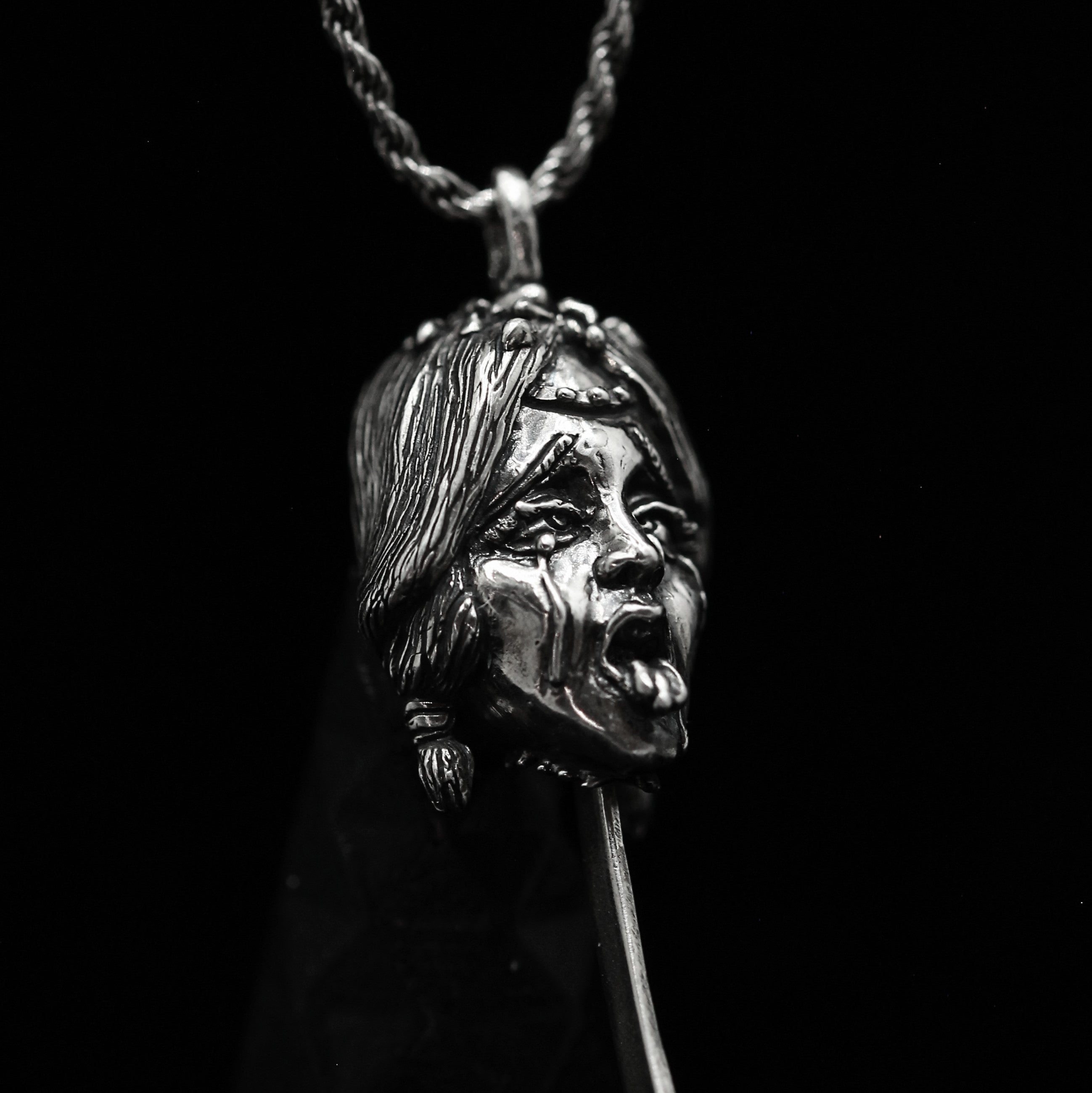 Ahegao Namakubi with Katana – Sterling Silver 925 Pendant