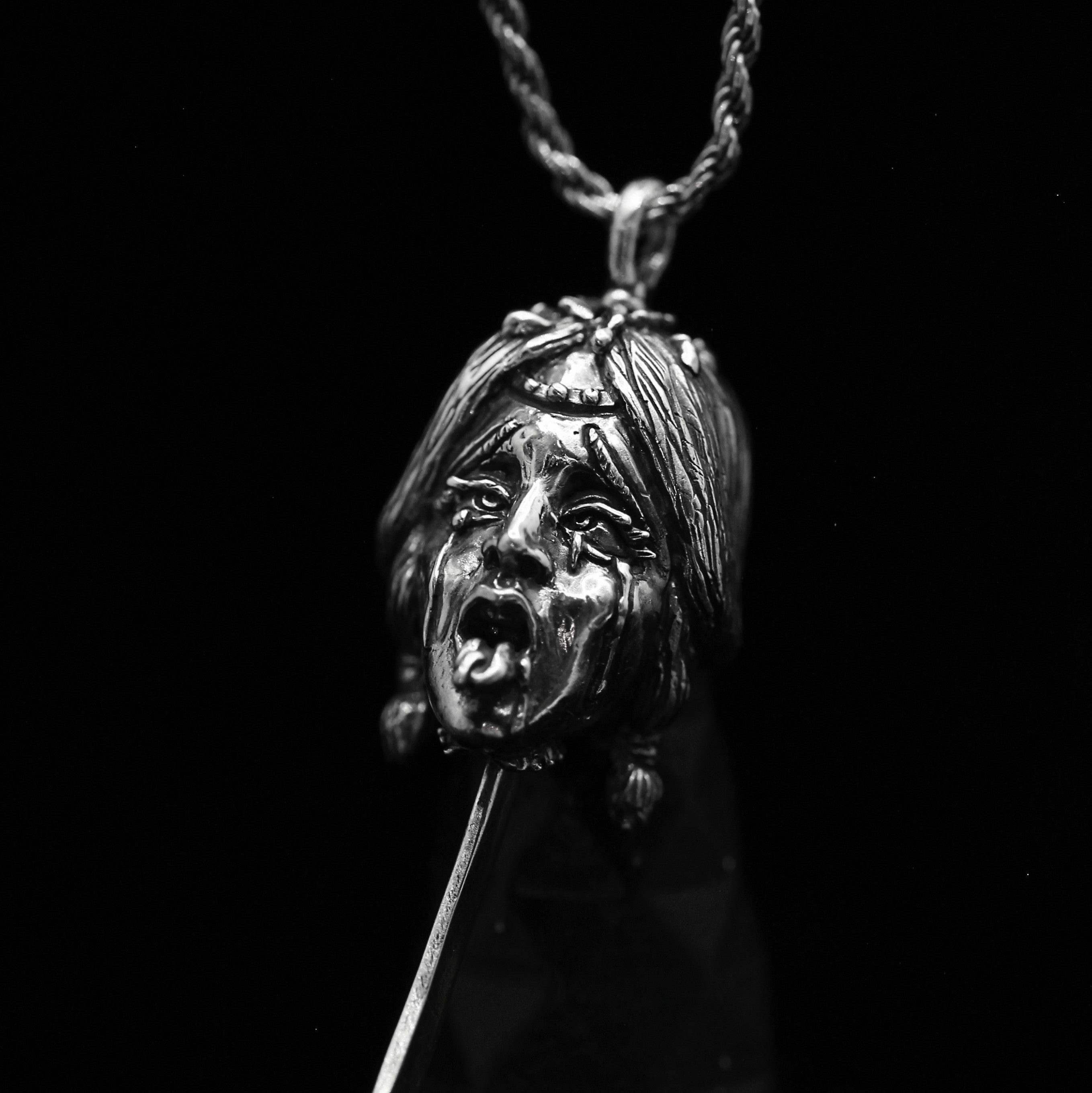 Ahegao Namakubi with Katana – Sterling Silver 925 Pendant