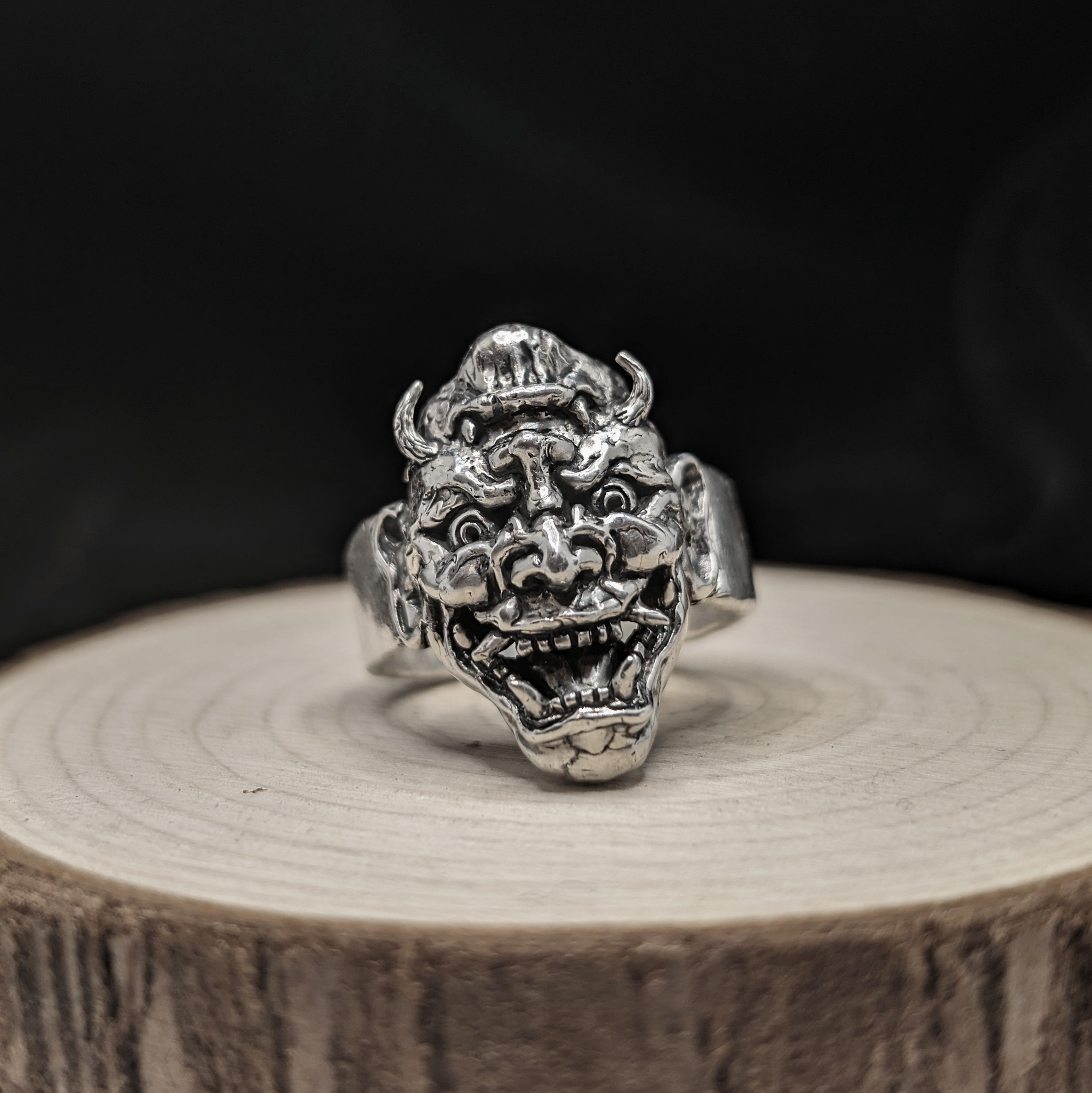 Oni & Sage Ring – Duality of Evil & Wisdom in Sterling Silver 925