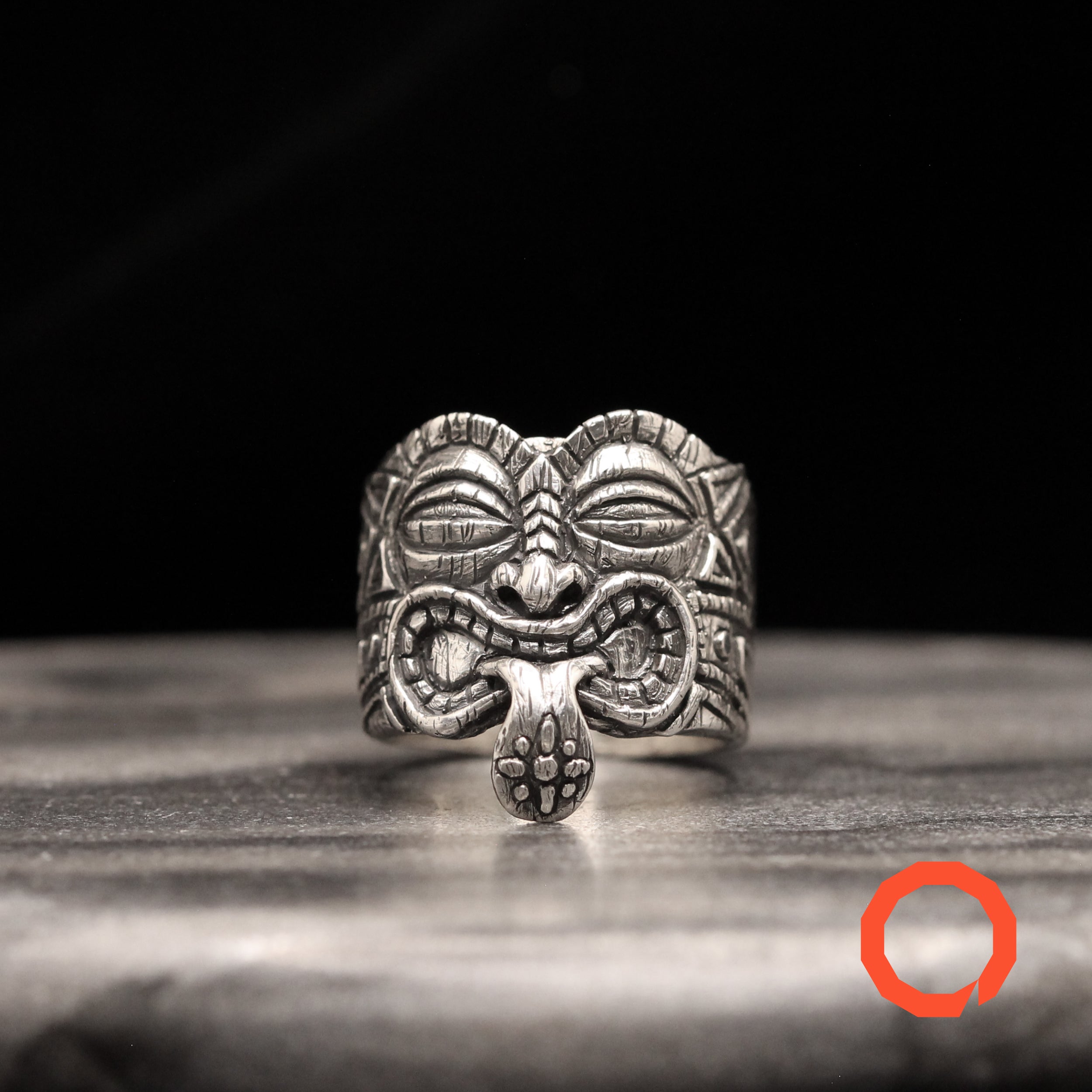 Tiki Mug Totem Ring Set – Handmade Tribal Jewelry in Sterling Silver 925