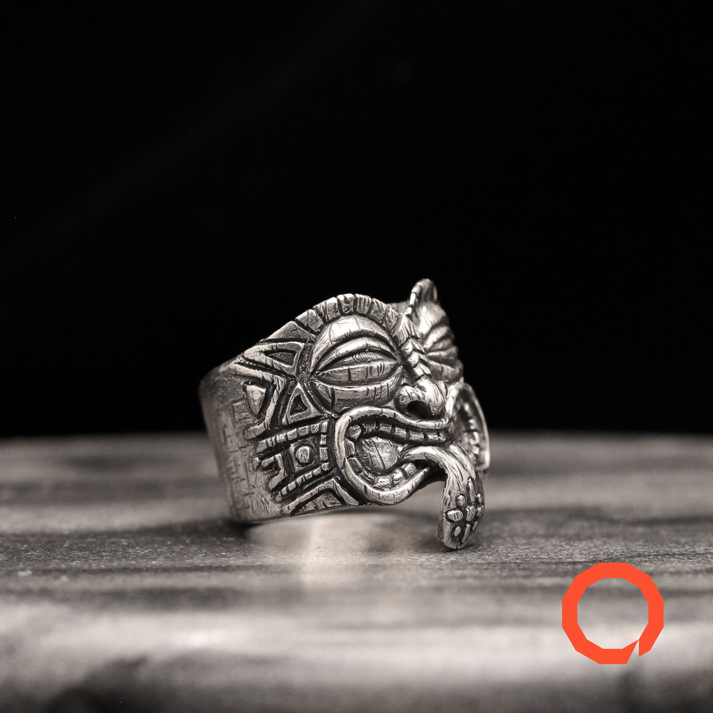 Tiki Mug Totem Ring Set – Handmade Tribal Jewelry in Sterling Silver 925
