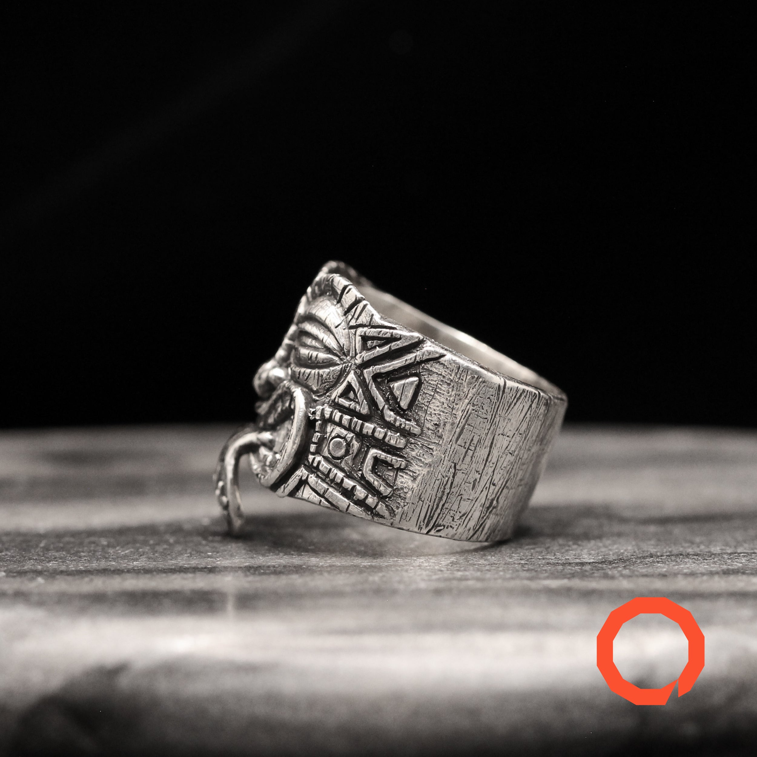 Tiki Mug Totem Ring Set – Handmade Tribal Jewelry in Sterling Silver 925