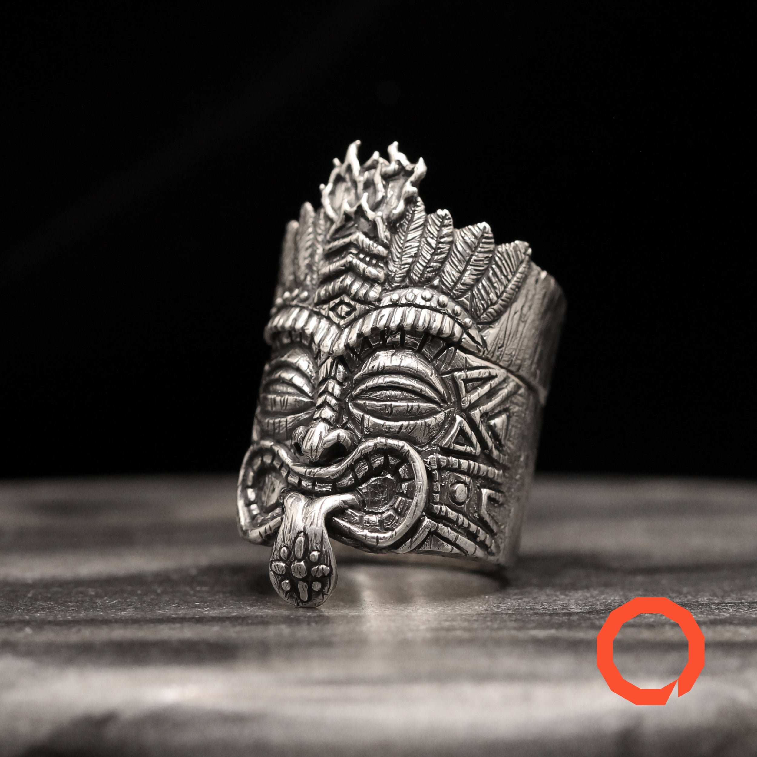 Tiki Mug Totem Ring Set – Handmade Tribal Jewelry in Sterling Silver 925