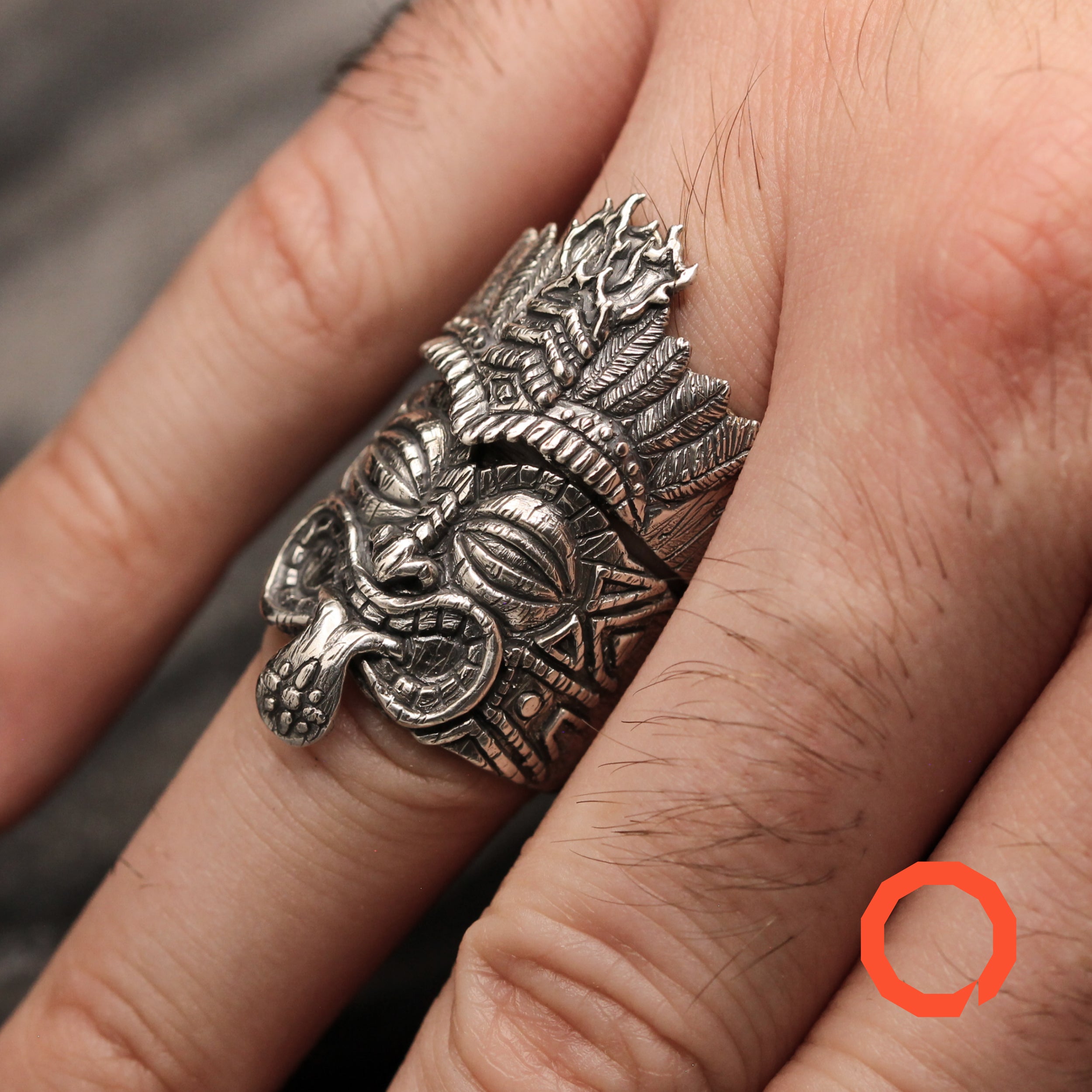 Tiki Mug Totem Ring Set – Handmade Tribal Jewelry in Sterling Silver 925