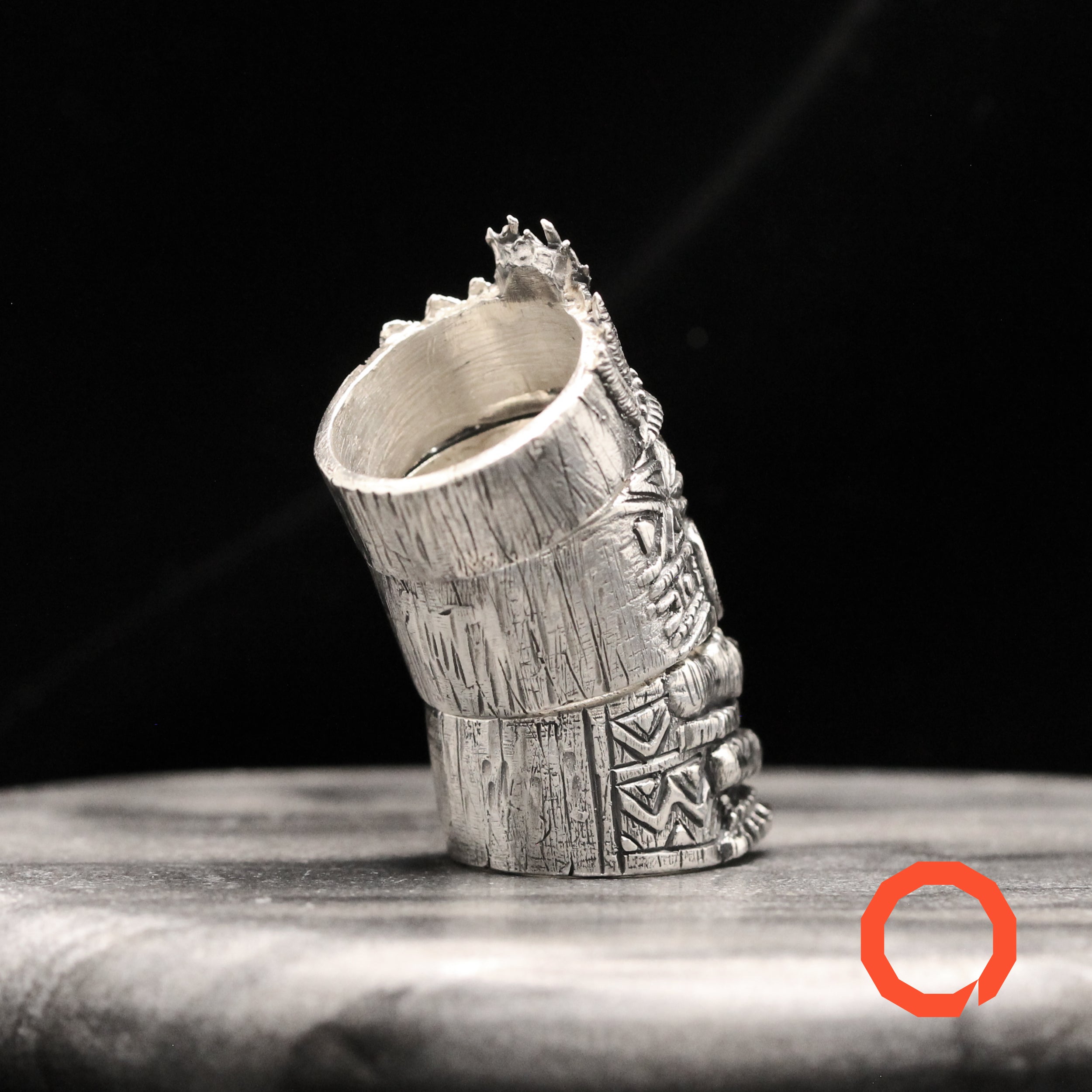 Tiki Mug Totem Ring Set – Handmade Tribal Jewelry in Sterling Silver 925