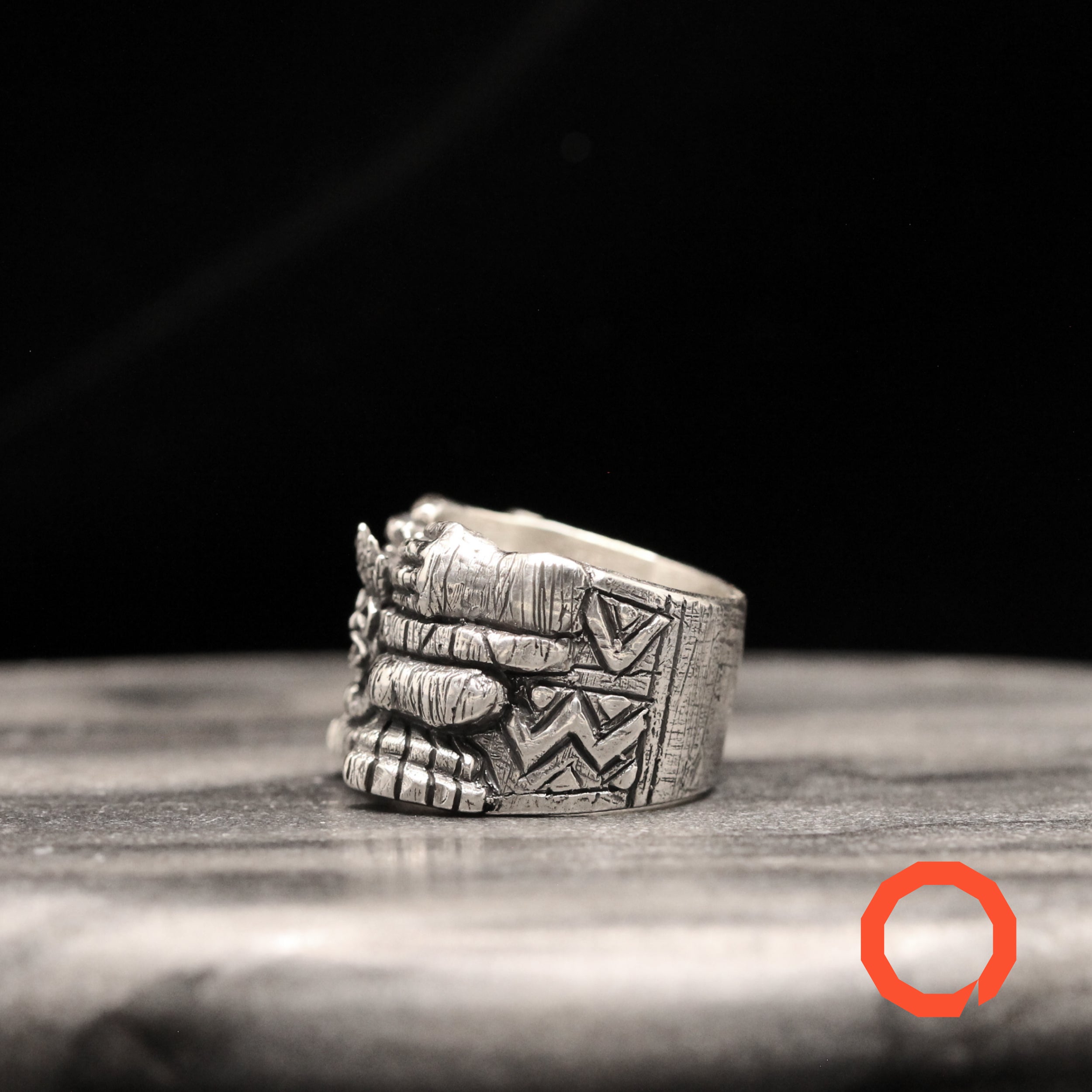 Tiki Mug Totem Ring Set – Handmade Tribal Jewelry in Sterling Silver 925
