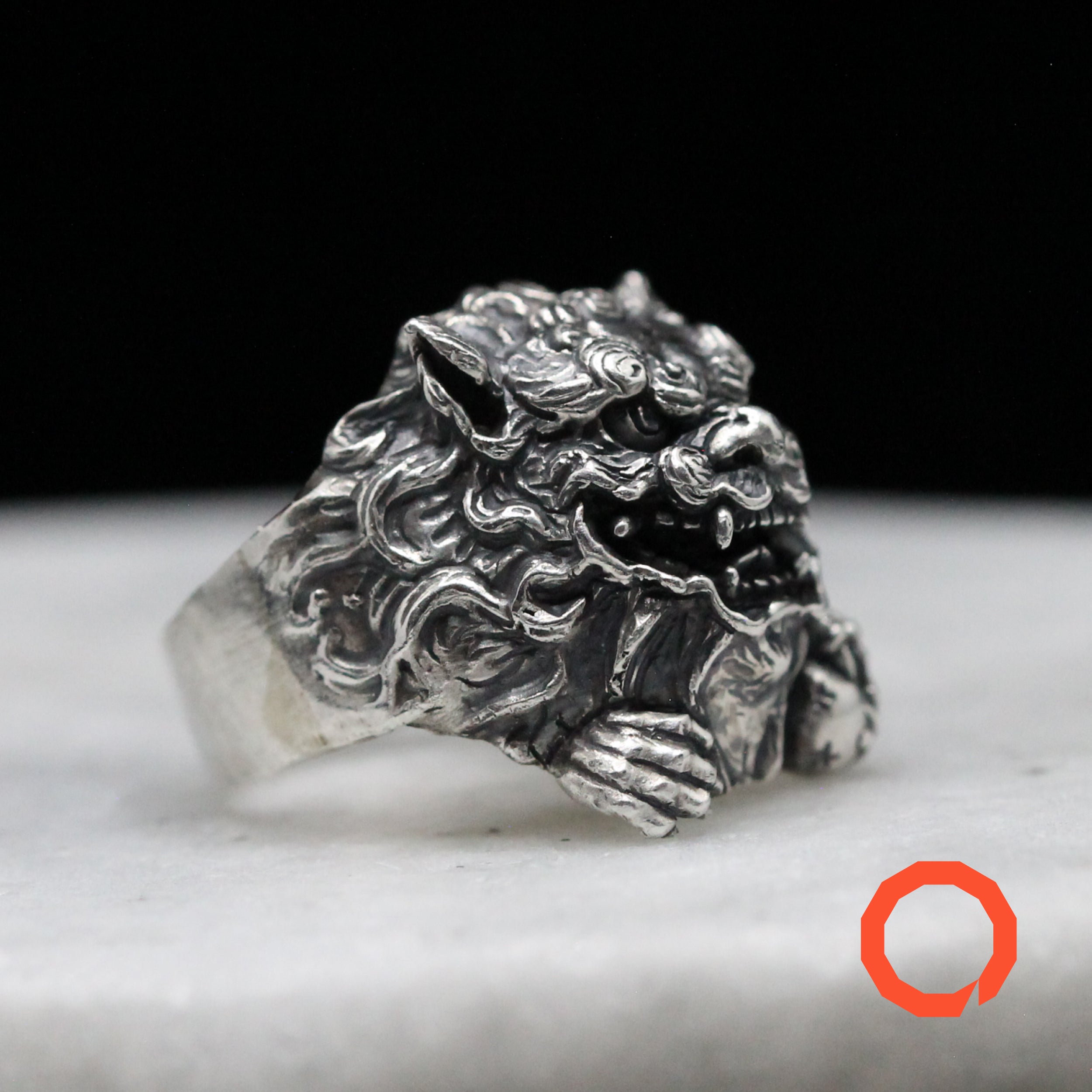 Okinawa Lion Ring – Handmade Shisa Guardian in Sterling Silver 925