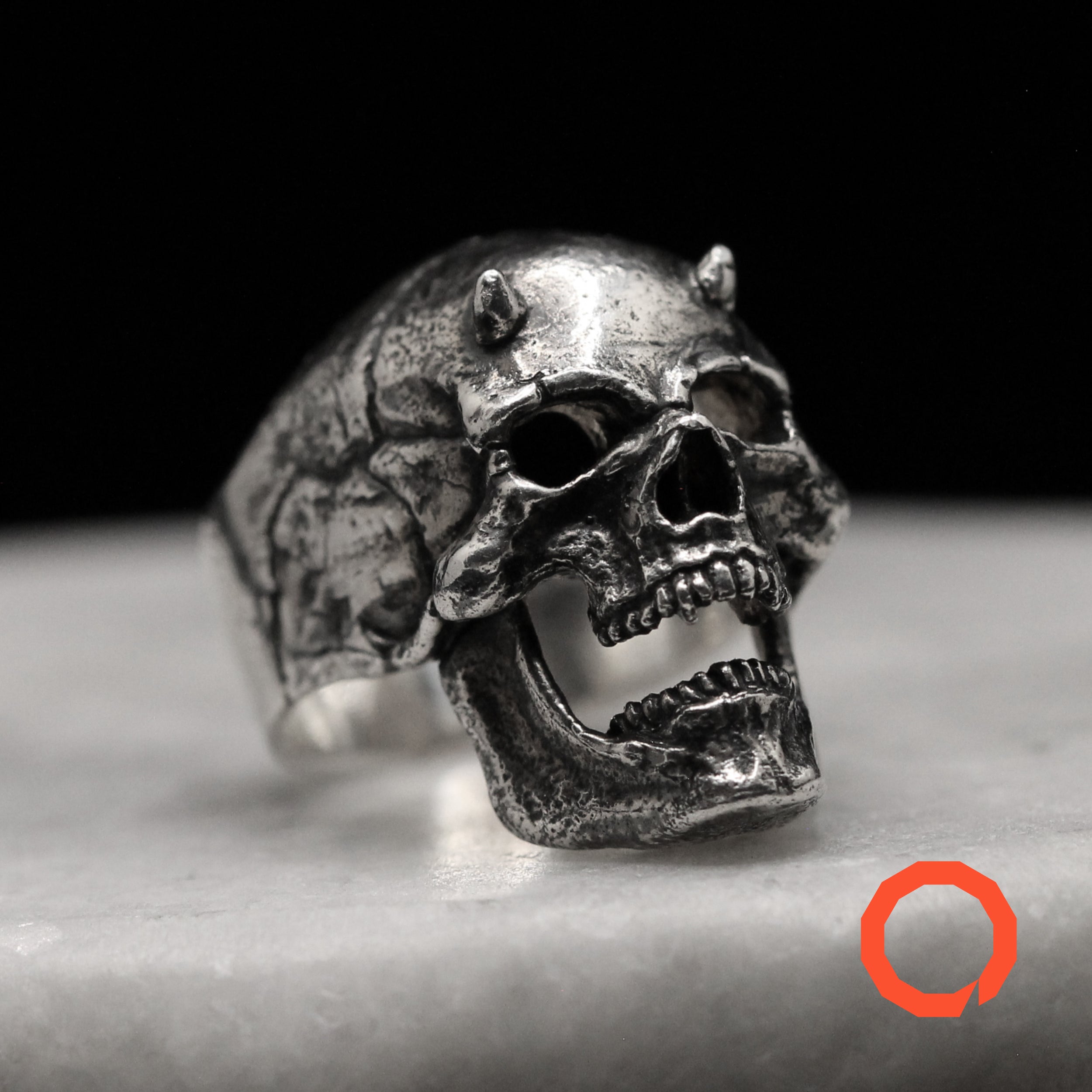 Devil Skull Ring – Gothic Jewelry Handmade in Sterling Silver 925