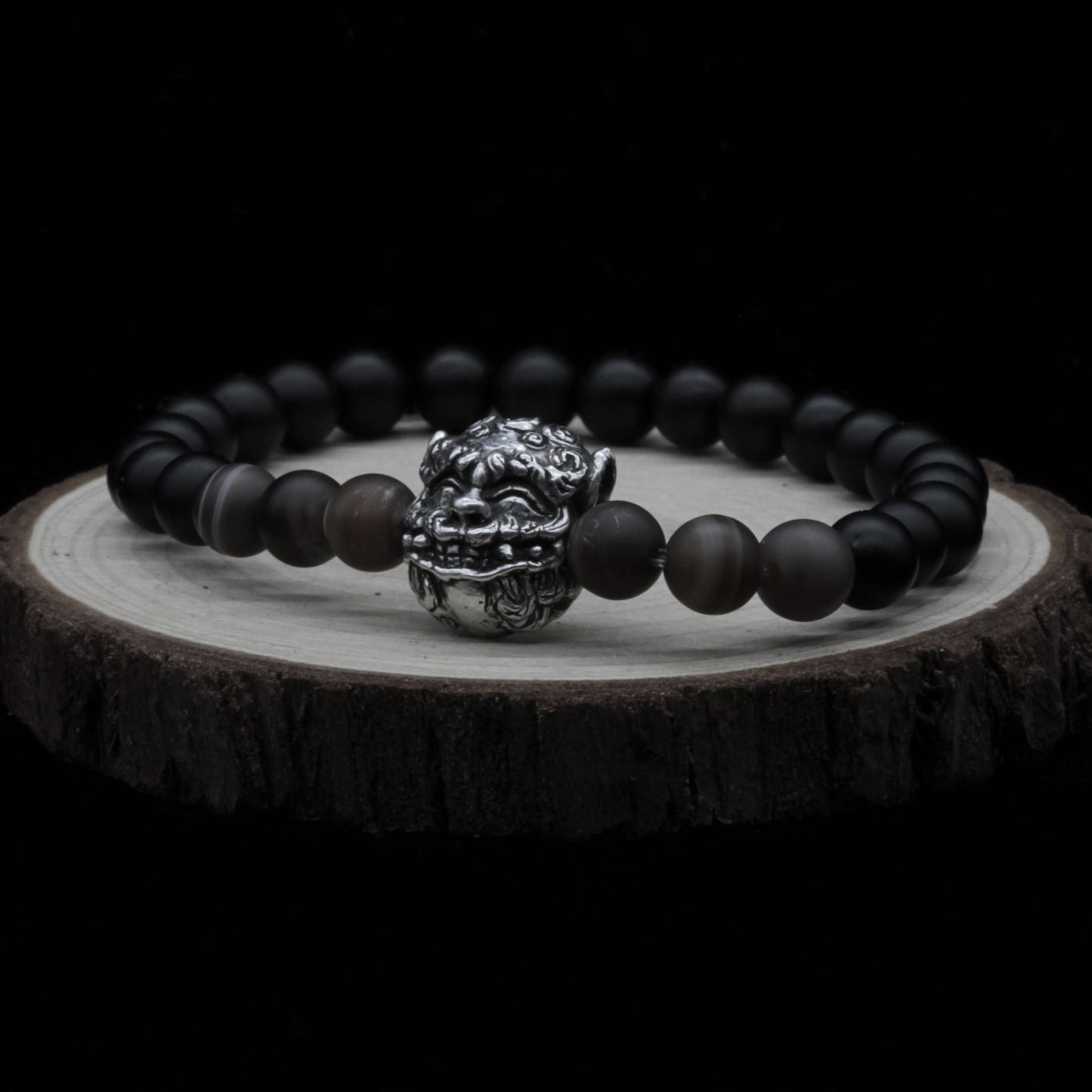 Sacred Circle Shisa Bracelets – Protect and Preserve with Onyx, Tiger’s Eye and Charms in Silver 925