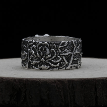 Peony Silver 925 Ring - Blossoming Elegance