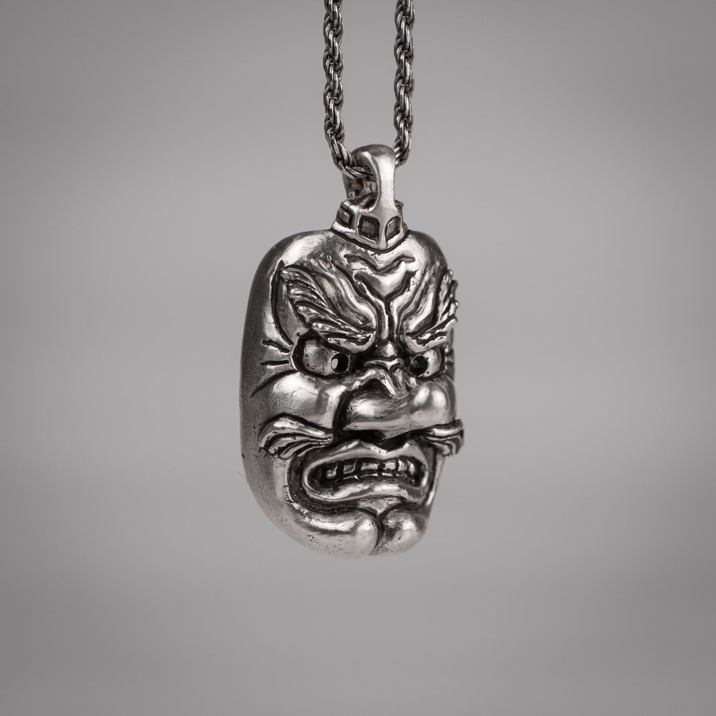 Handmade Silver Tengu Face Pendant - Unique Japanese Mythology Jewelry | Artisan Craftsmanship