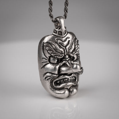 Handmade Silver Tengu Face Pendant - Unique Japanese Mythology Jewelry | Artisan Craftsmanship