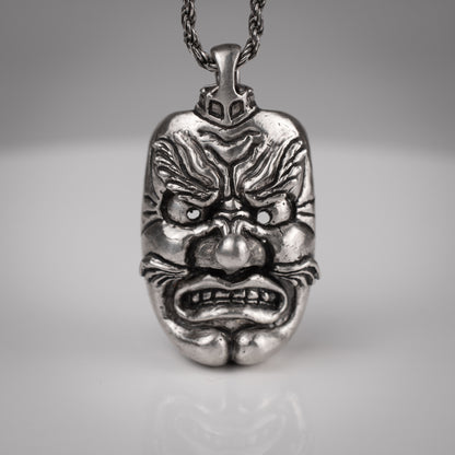 Handmade Silver Tengu Face Pendant - Unique Japanese Mythology Jewelry | Artisan Craftsmanship