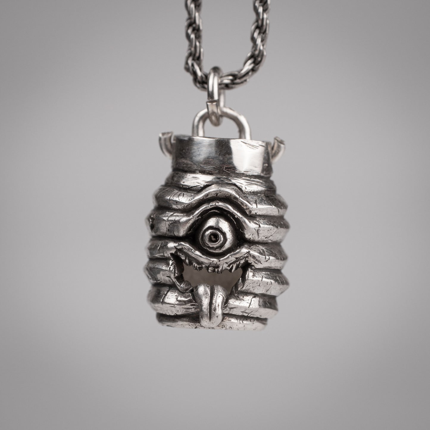 Handmade Chochin Obake Pendant in Sterling Silver 925 - Unique Japanese Ghost Jewelry | Artisan Craft