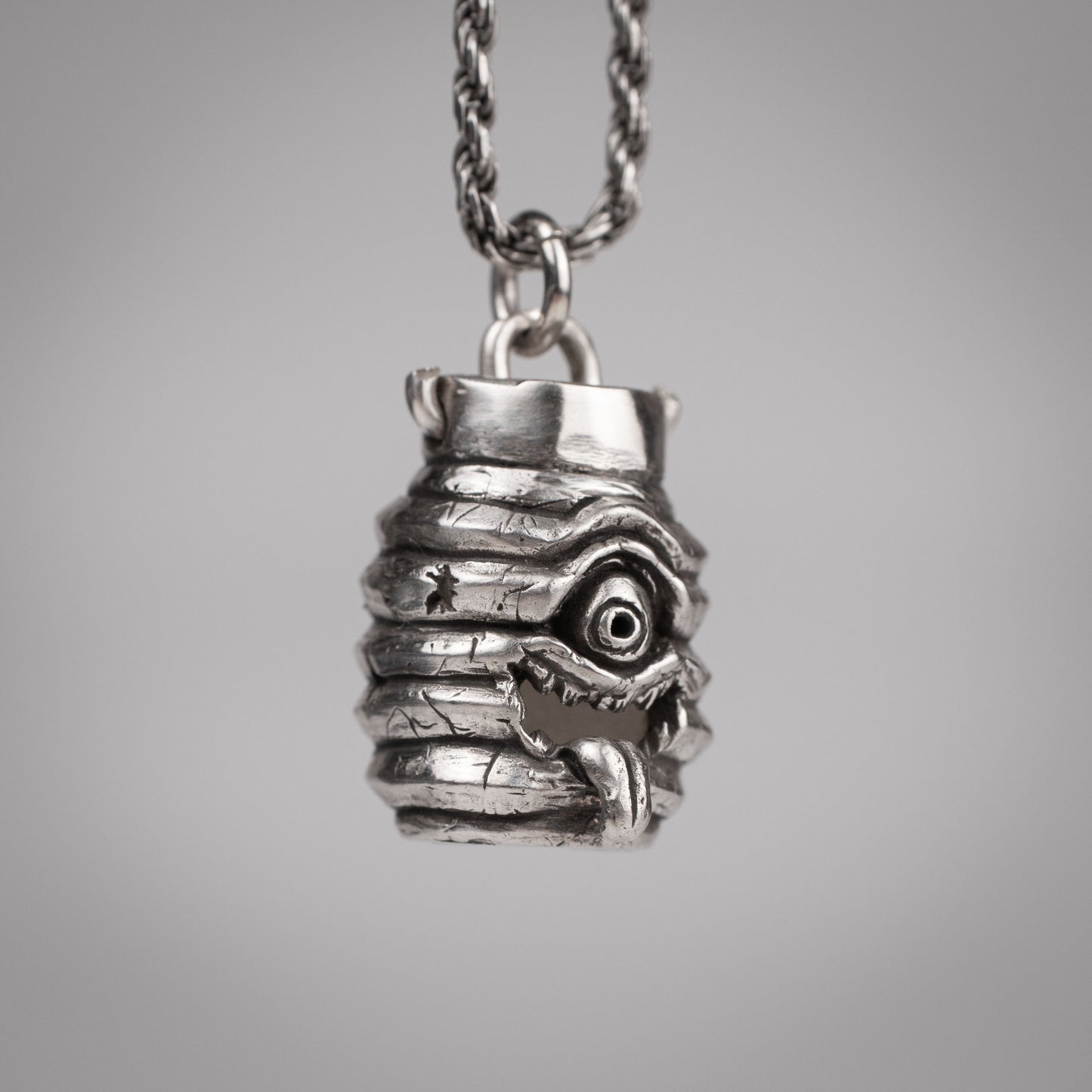 Handmade Chochin Obake Pendant in Sterling Silver 925 - Unique Japanese Ghost Jewelry | Artisan Craft