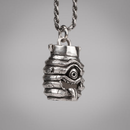 Handmade Chochin Obake Pendant in Sterling Silver 925 - Unique Japanese Ghost Jewelry | Artisan Craft