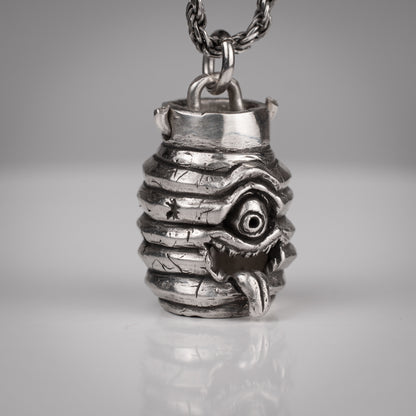 Handmade Chochin Obake Pendant in Sterling Silver 925 - Unique Japanese Ghost Jewelry | Artisan Craft