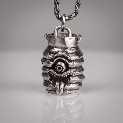 Handmade Chochin Obake Pendant in Sterling Silver 925 - Unique Japanese Ghost Jewelry | Artisan Craft